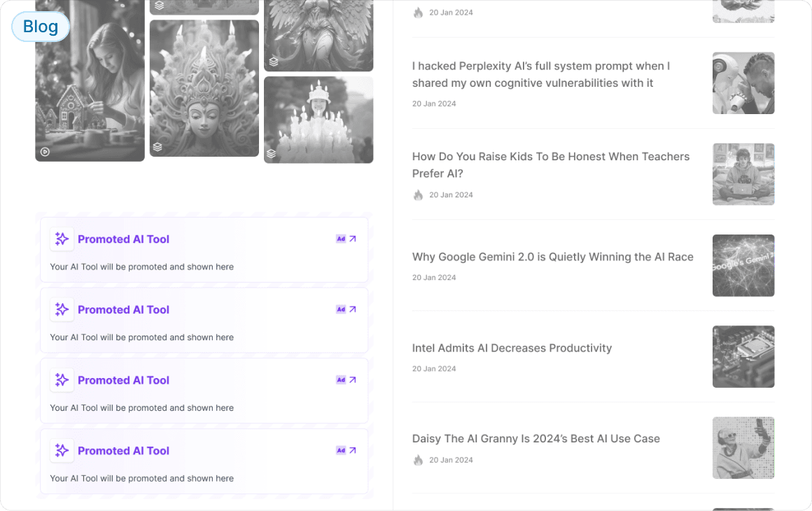 Blog Homepage – Appear on the main blog page for AI enthusiasts.