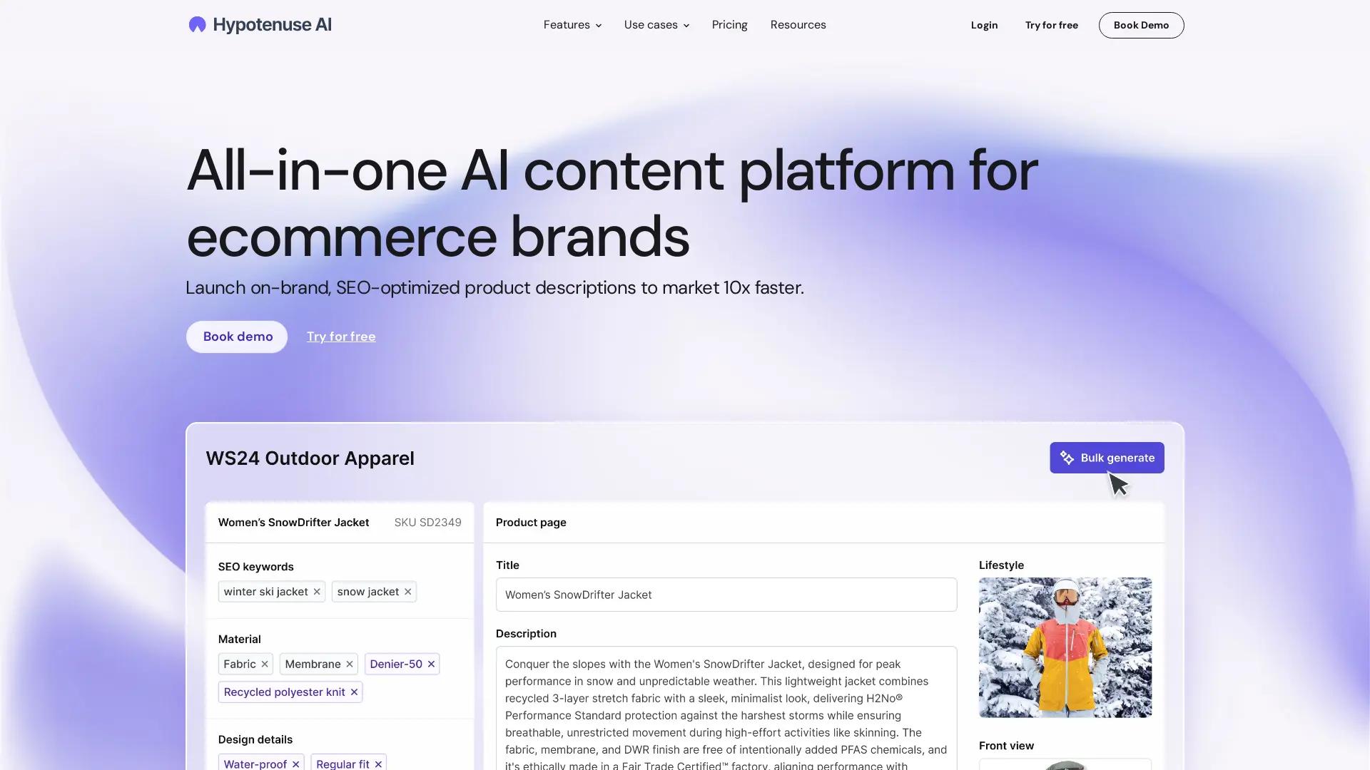 Hypotenuse AI screenshot