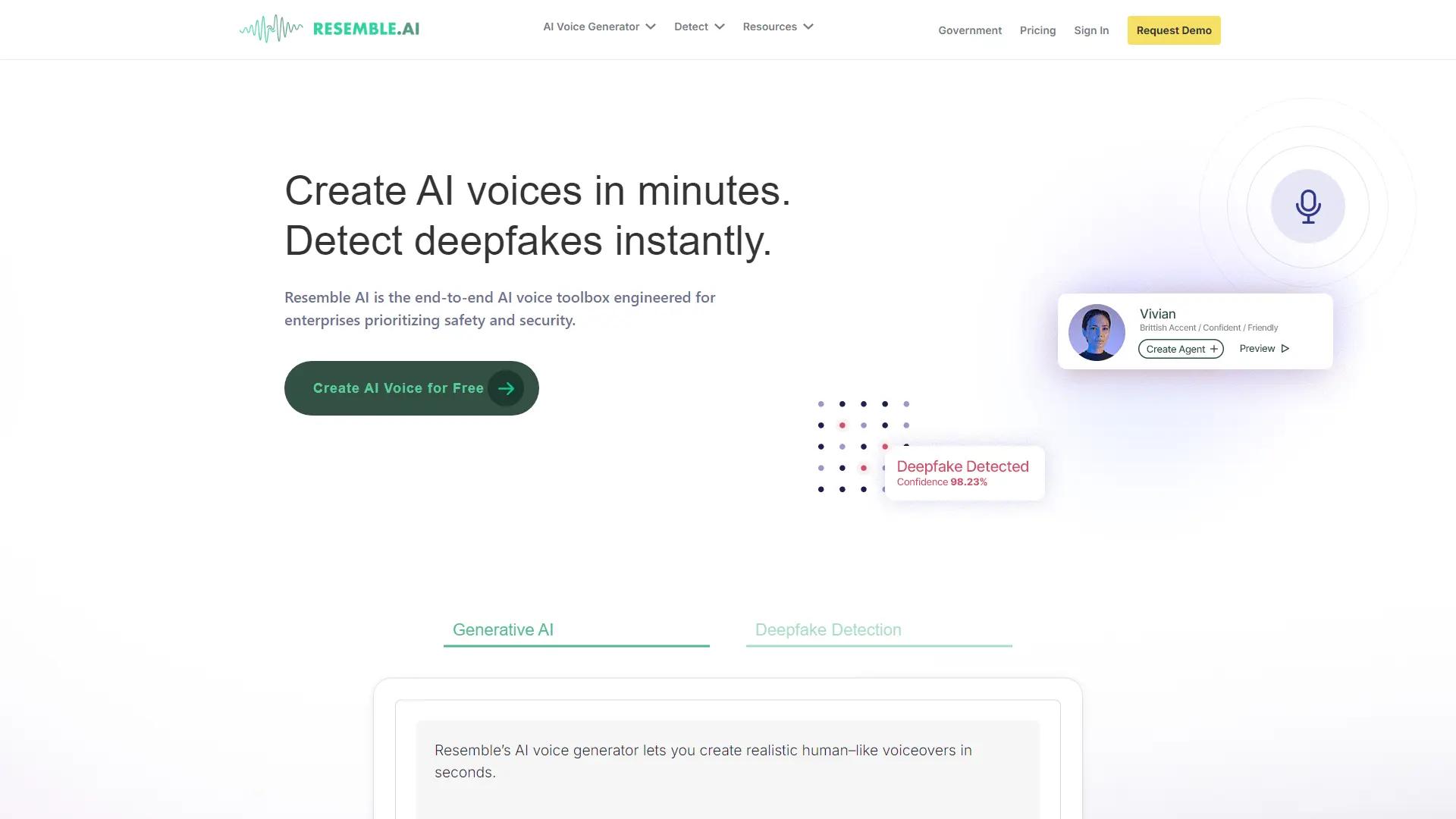 Resemble AI screenshot
