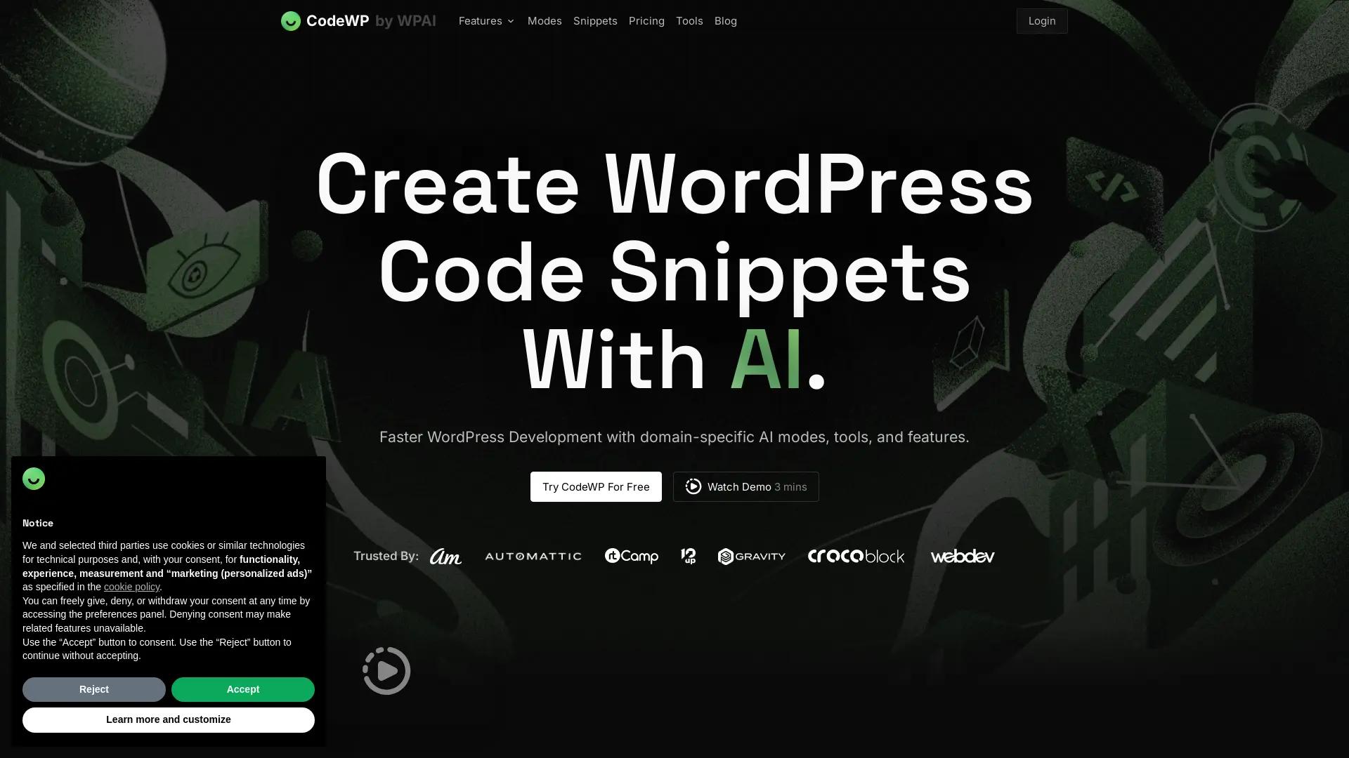CodeWP AI screenshot