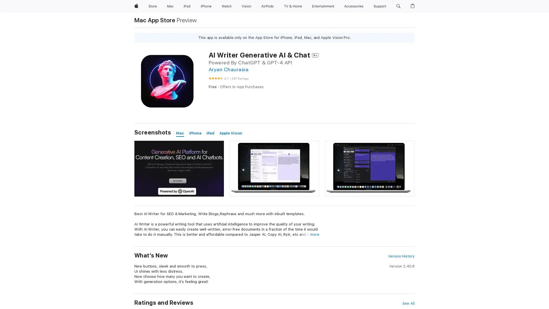 AI Writer screenshot