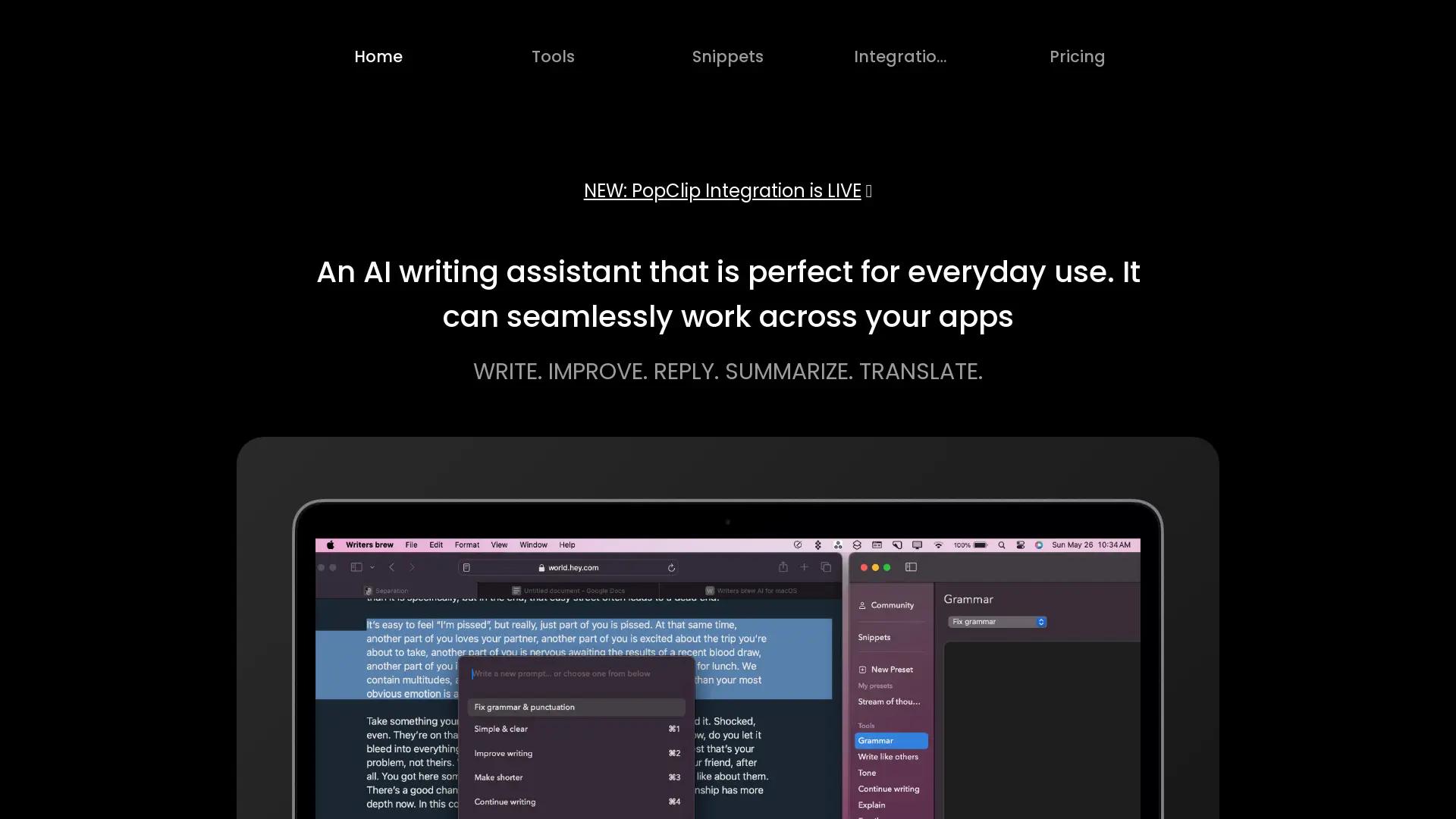Writers brew AI screenshot