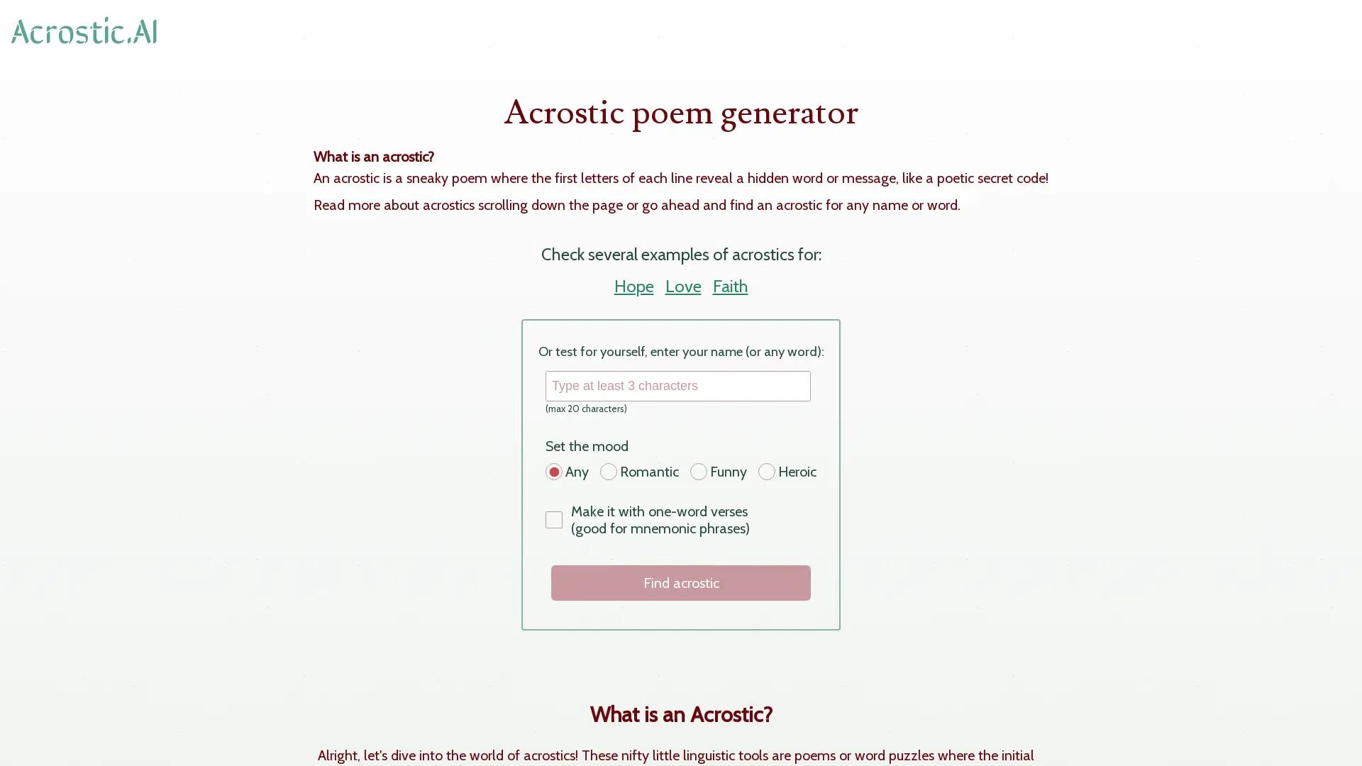 Acrostic AI screenshot