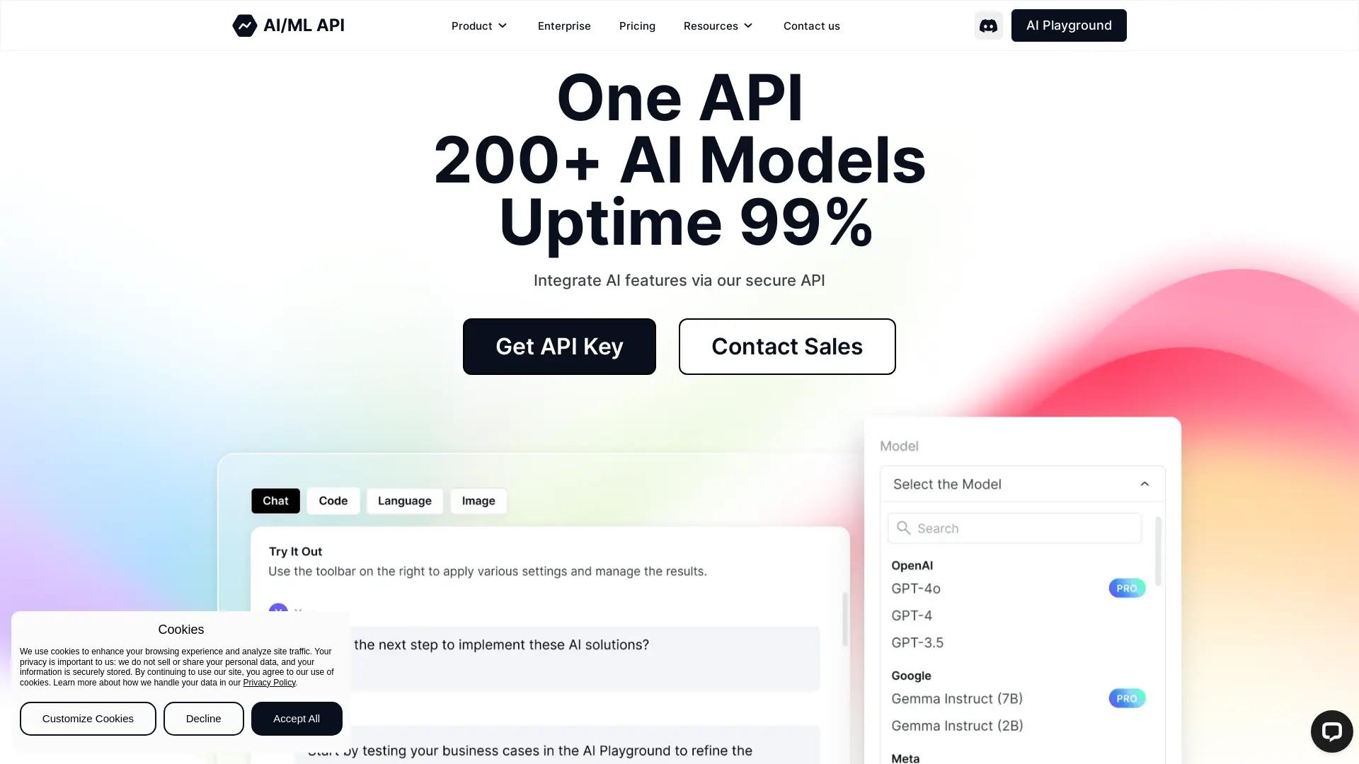 AI/ML API Hub screenshot