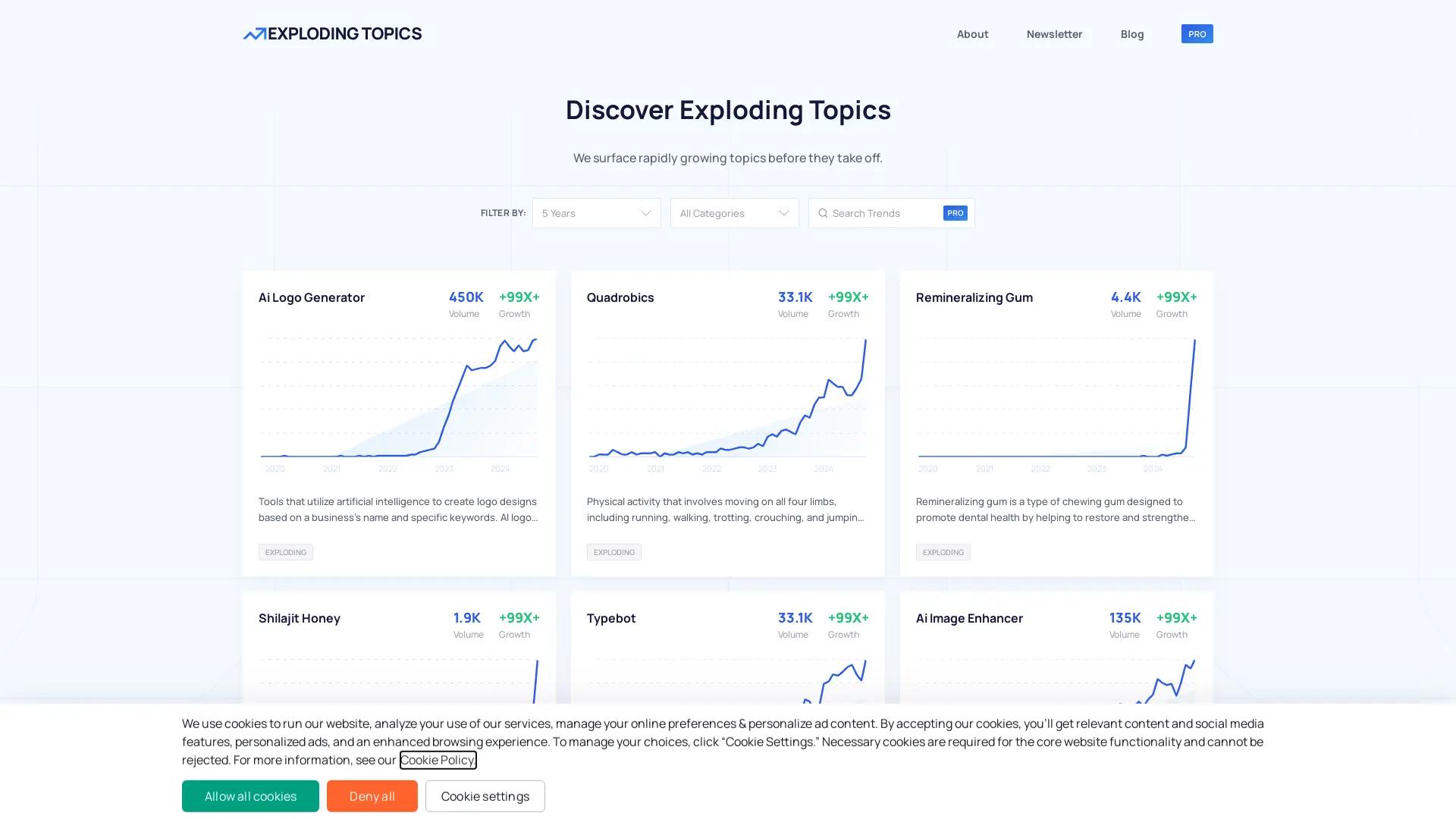 Exploding Topics screenshot