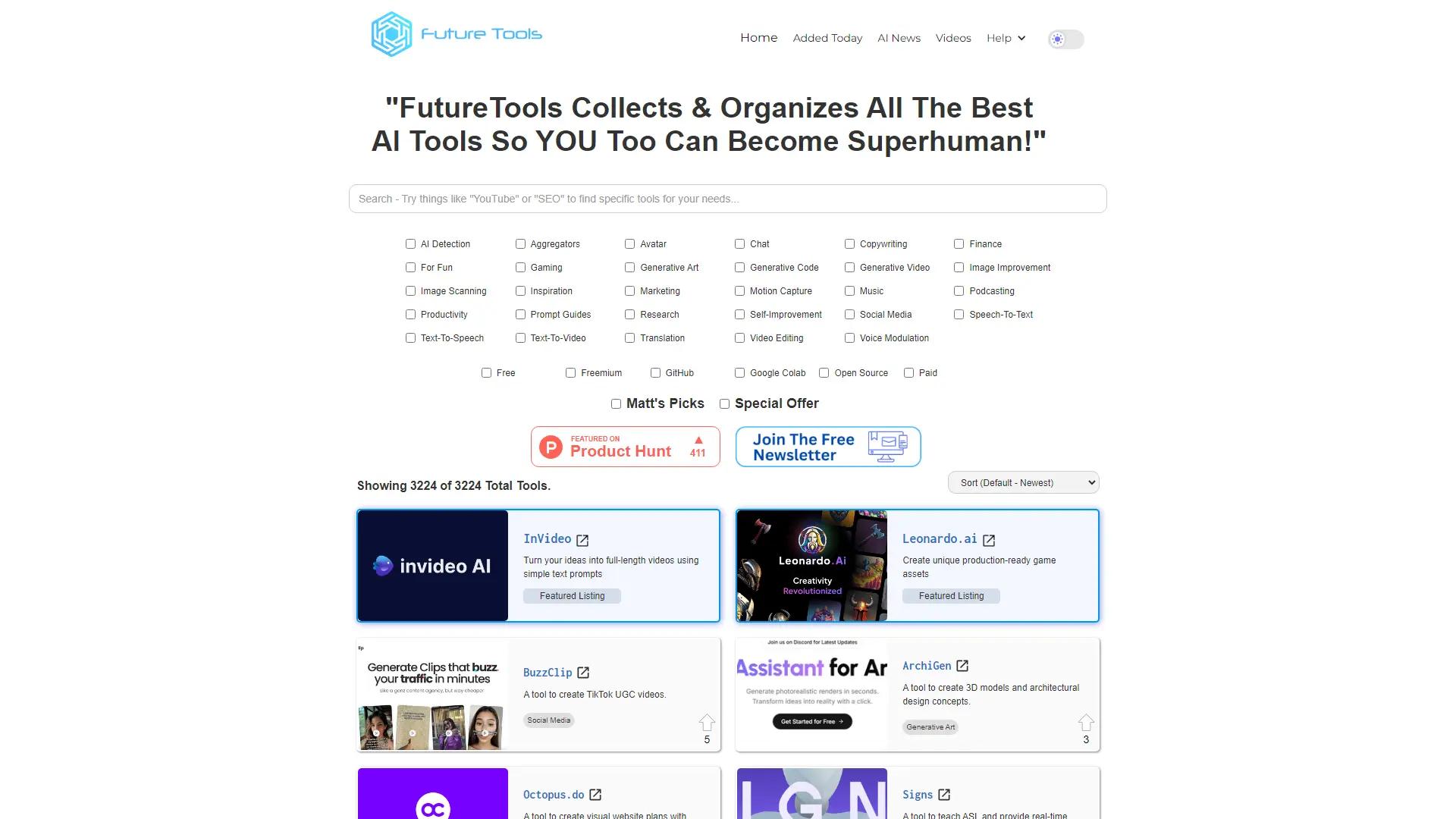 FutureTools screenshot