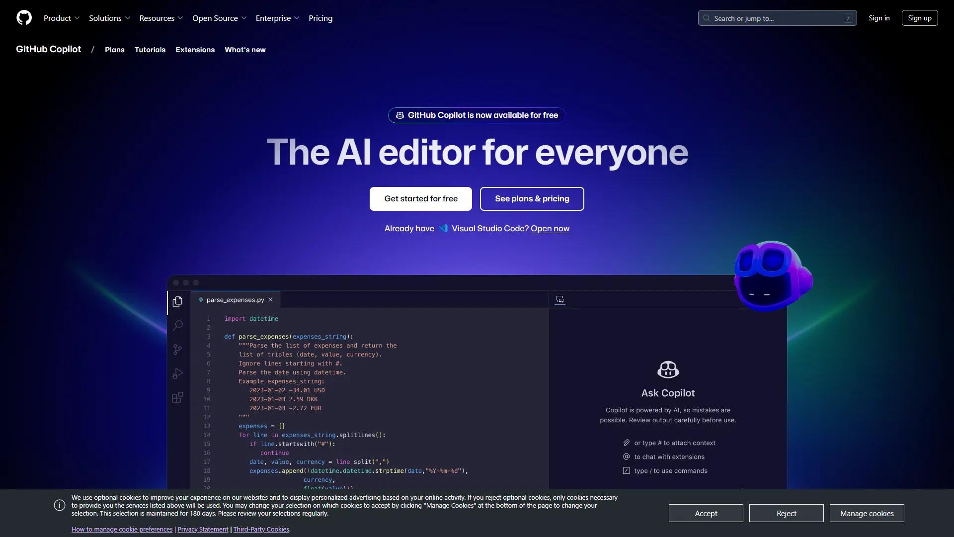 GitHub Copilot Chat screenshot