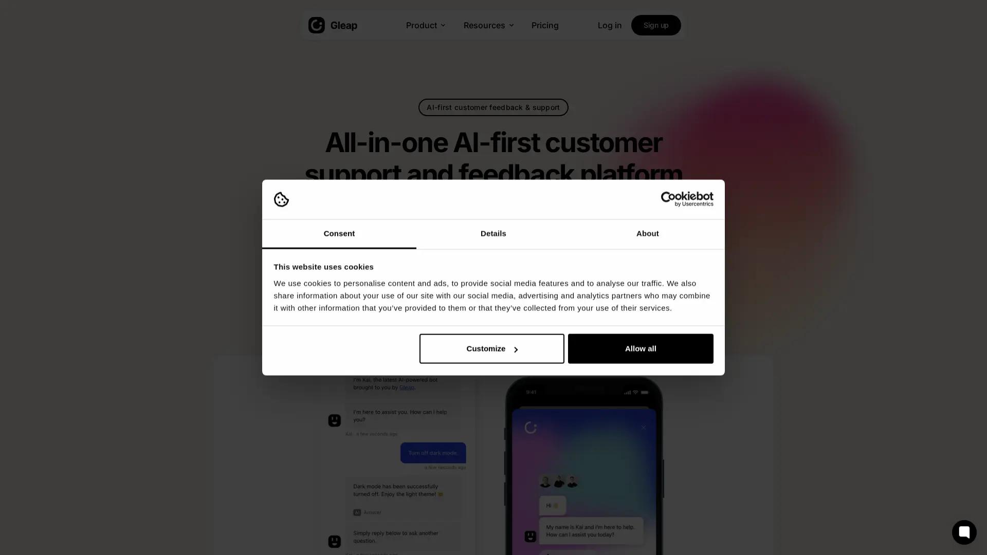 Gleap screenshot