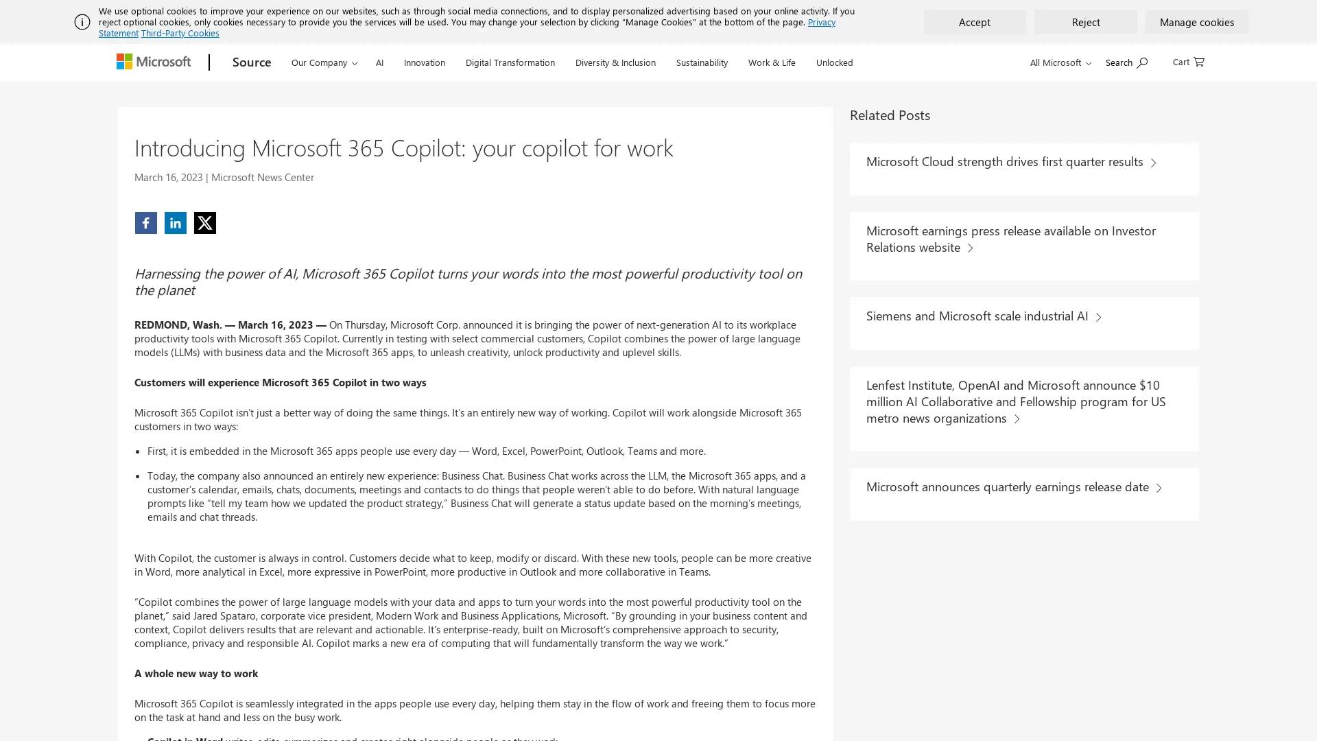 Microsoft 365 Co-pilot screenshot