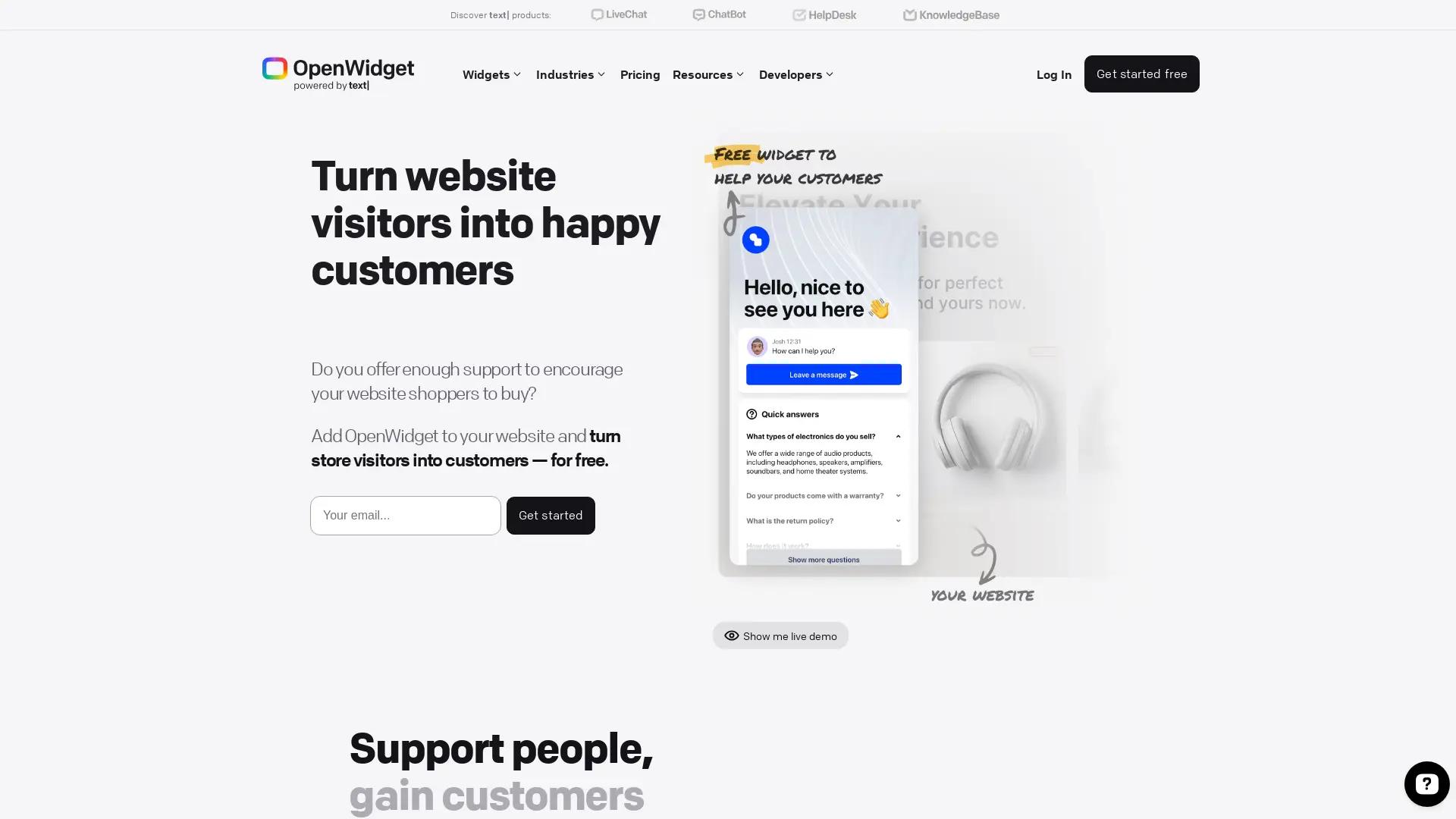 OpenWidget screenshot