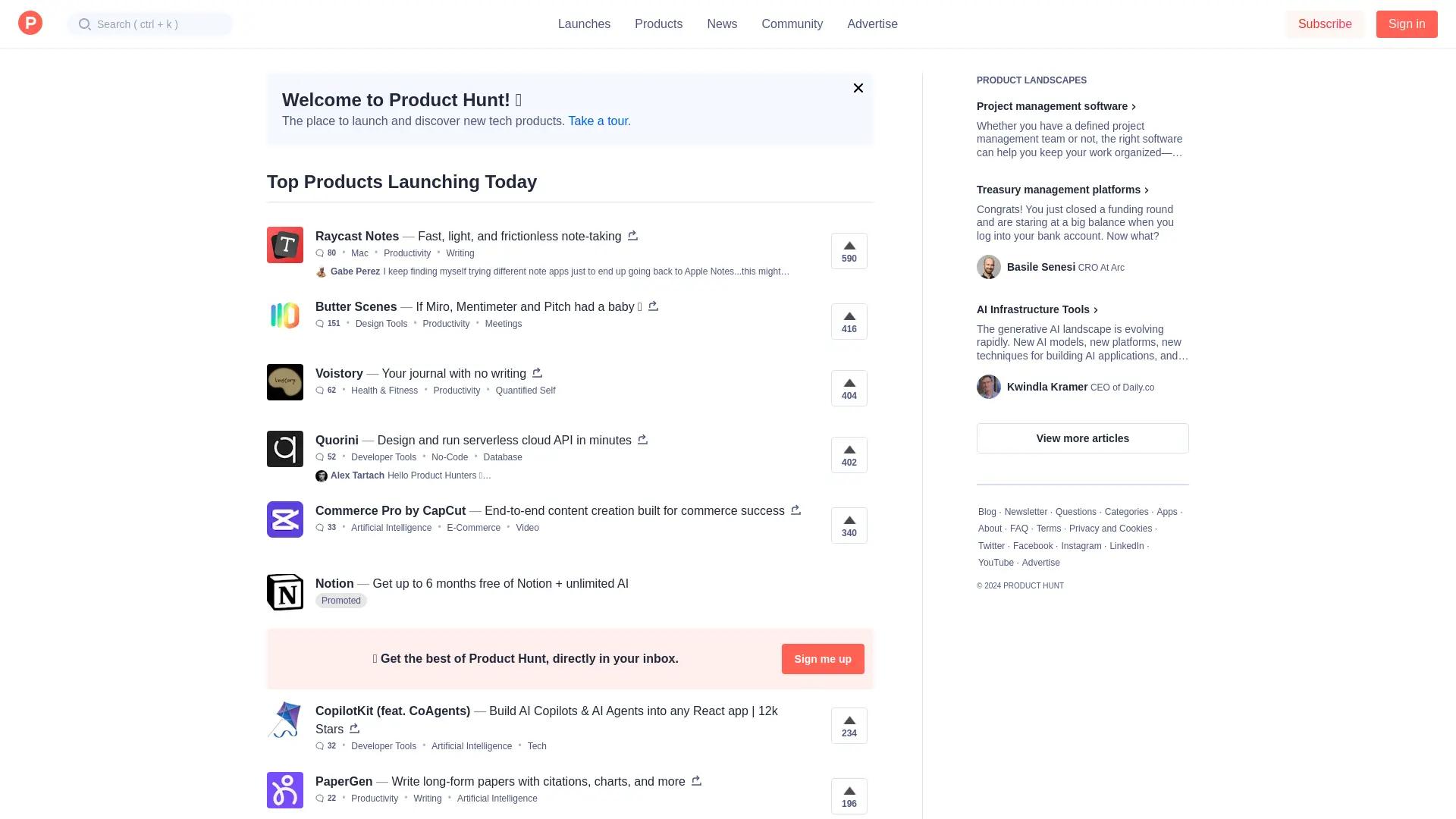 Product Hunt screenshot
