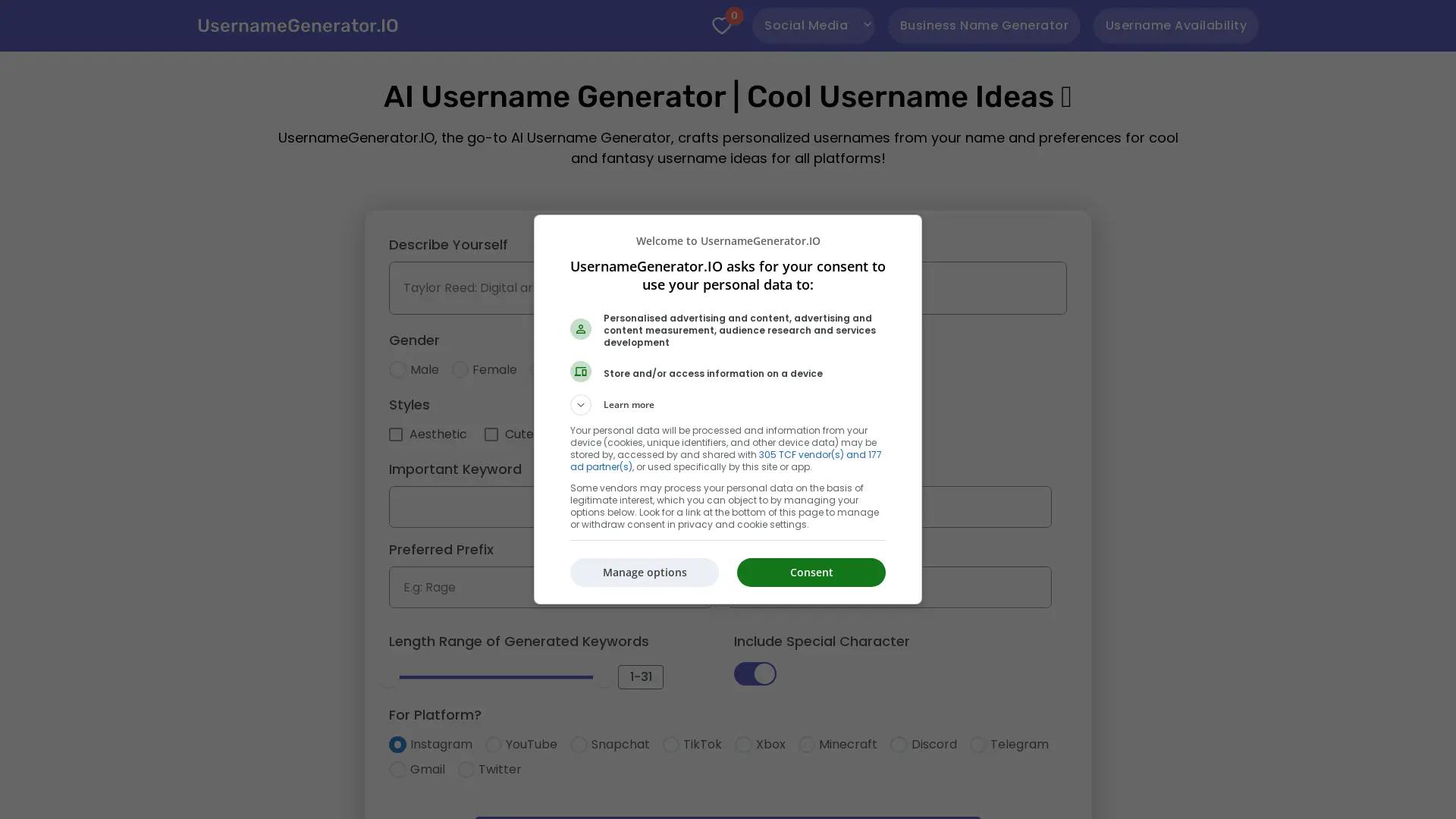 Username Generator screenshot