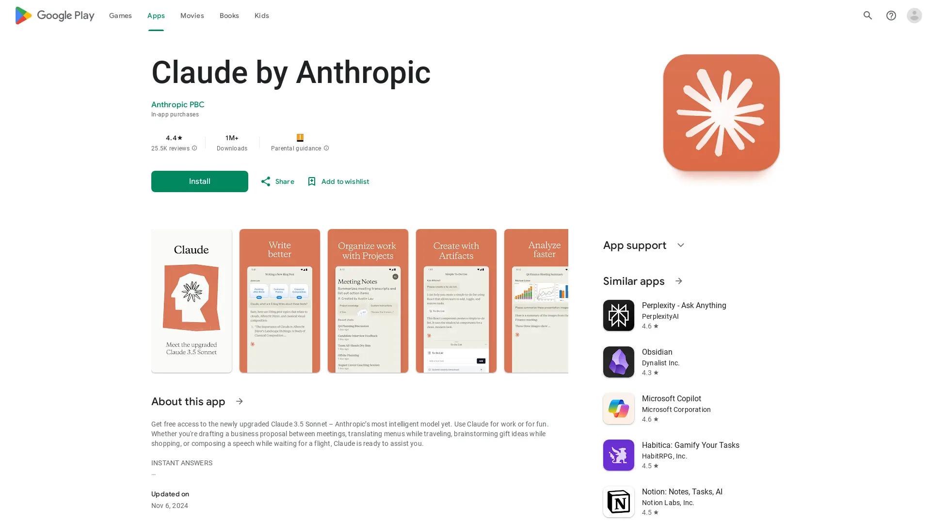 Claude by Anthropic screenshot