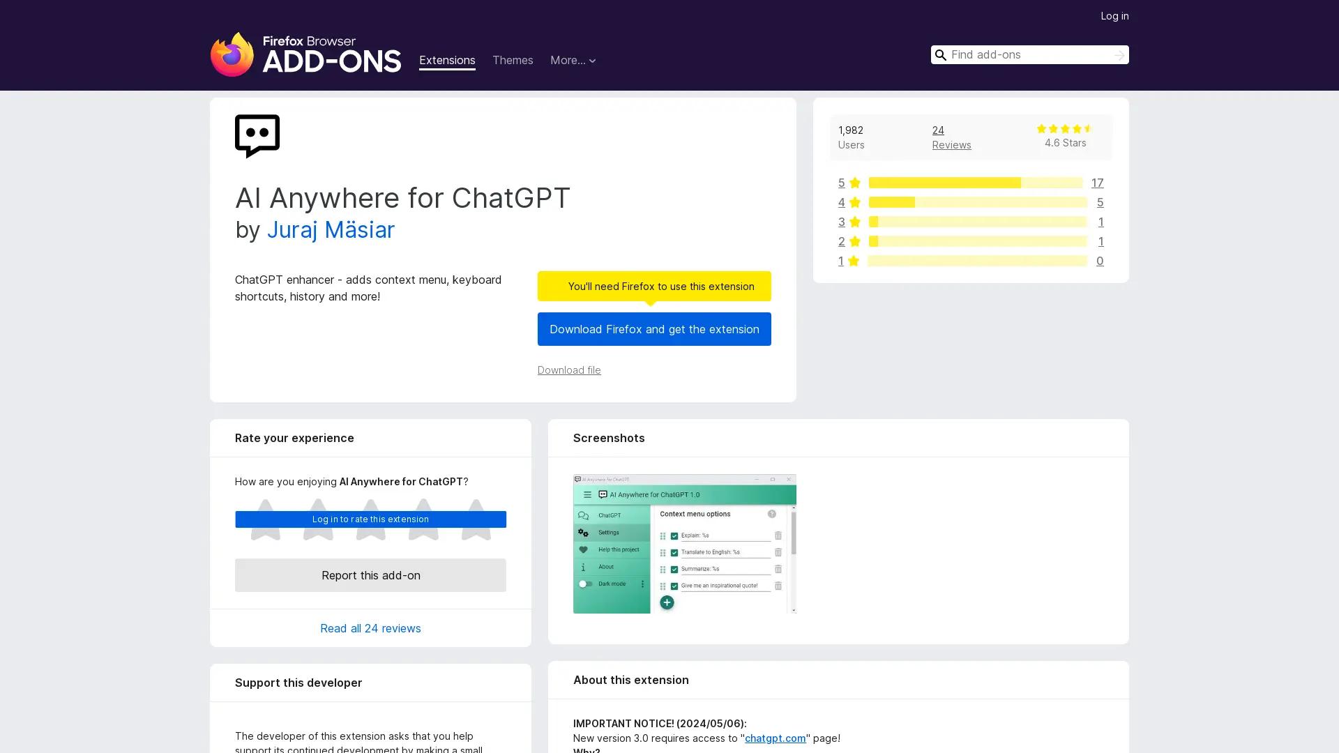 AI Anywhere Extension screenshot
