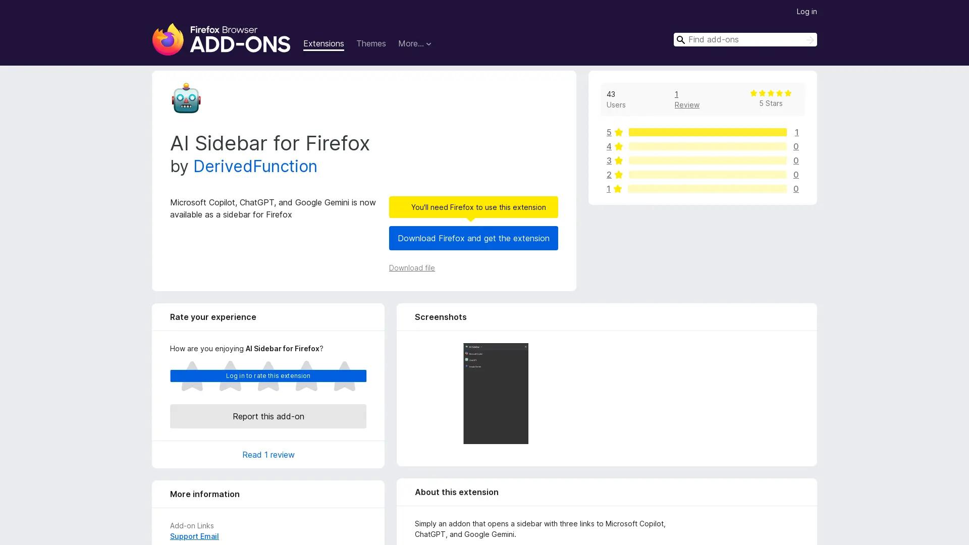 AI Sidebar for Firefox screenshot