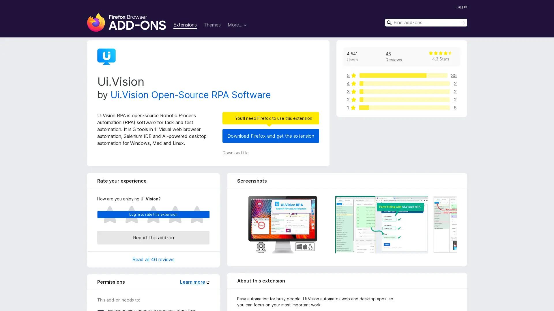 UI Vision RPA screenshot