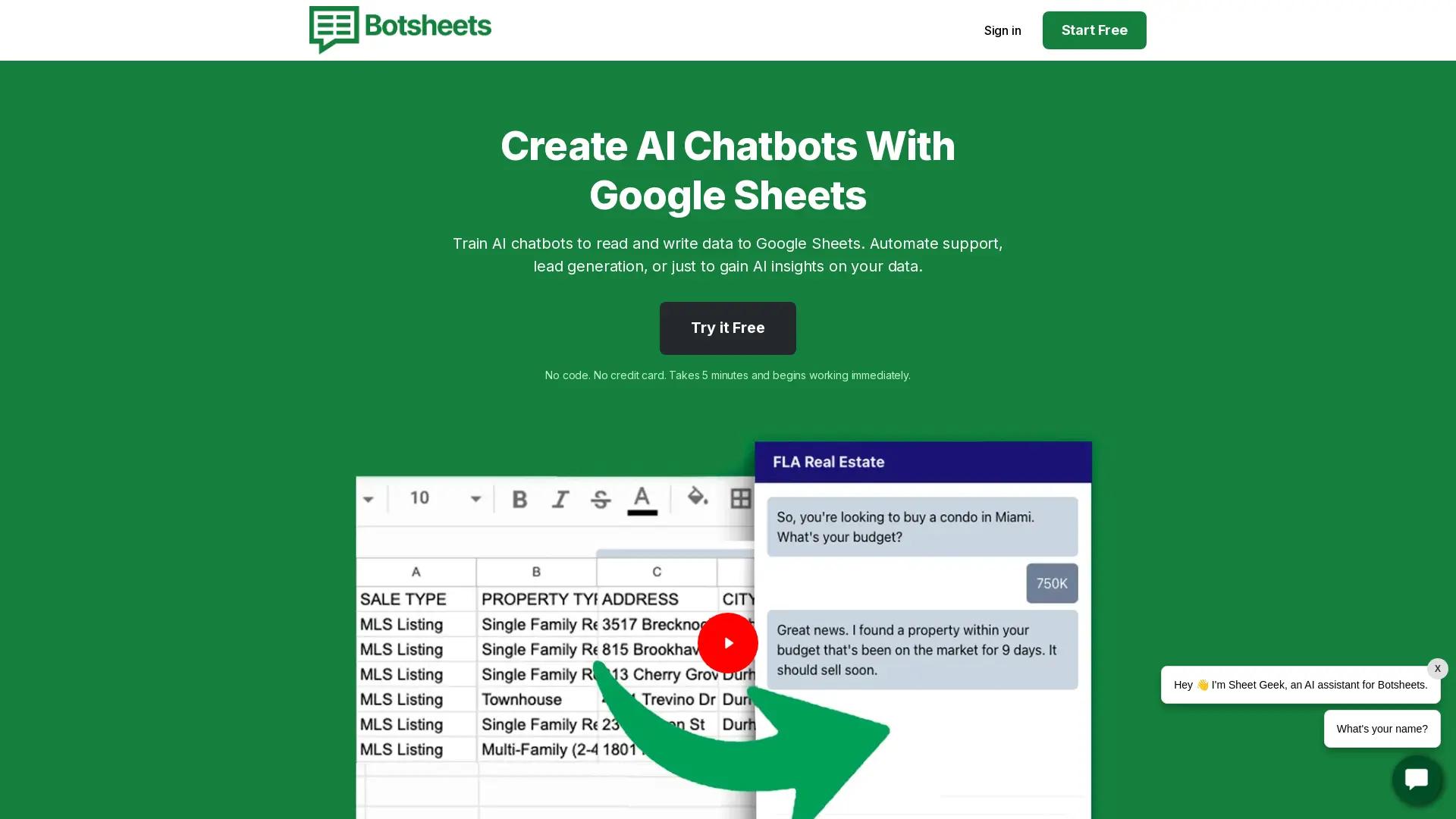 Botsheets AI Writer screenshot