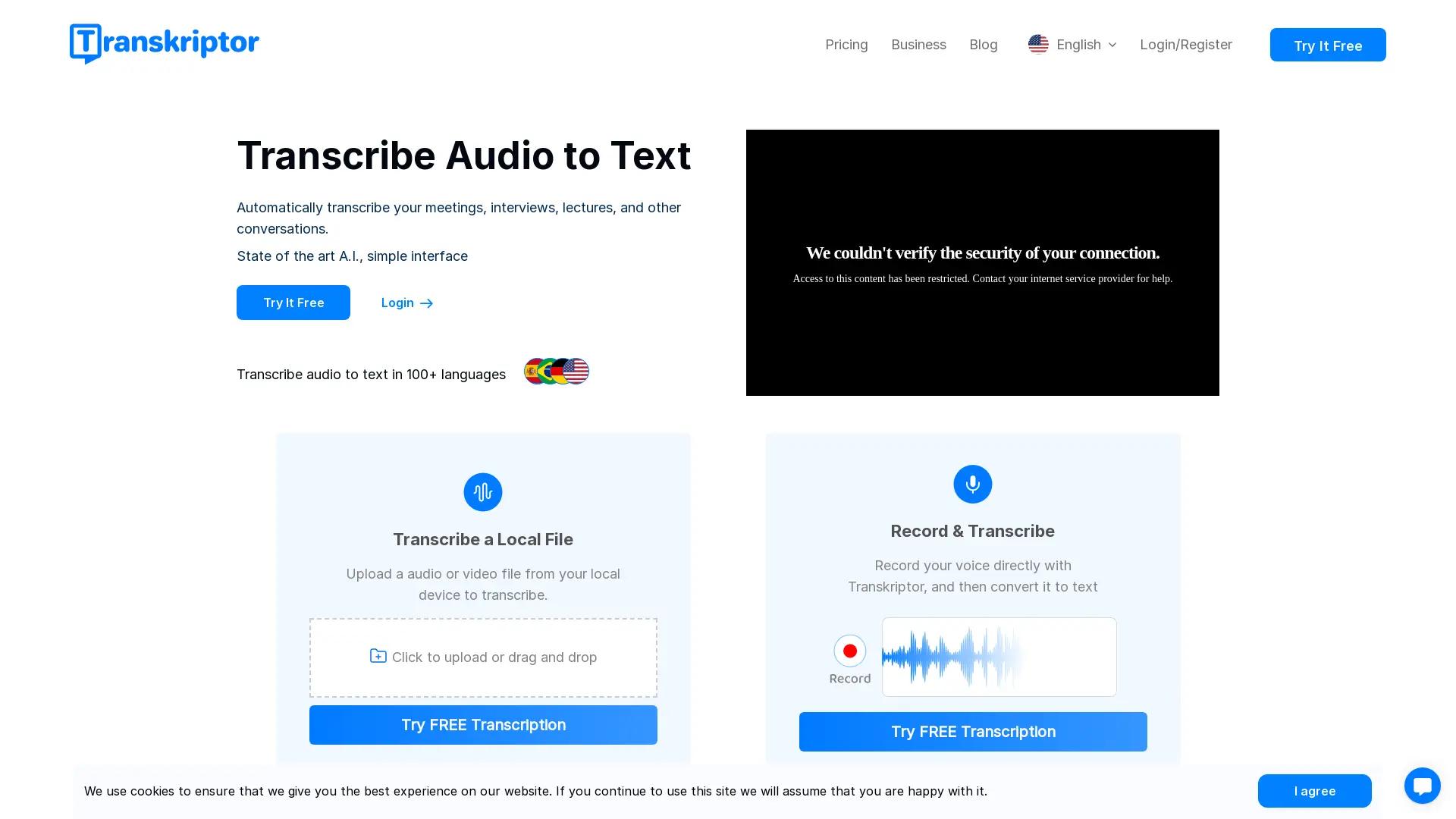 Transkriptor screenshot