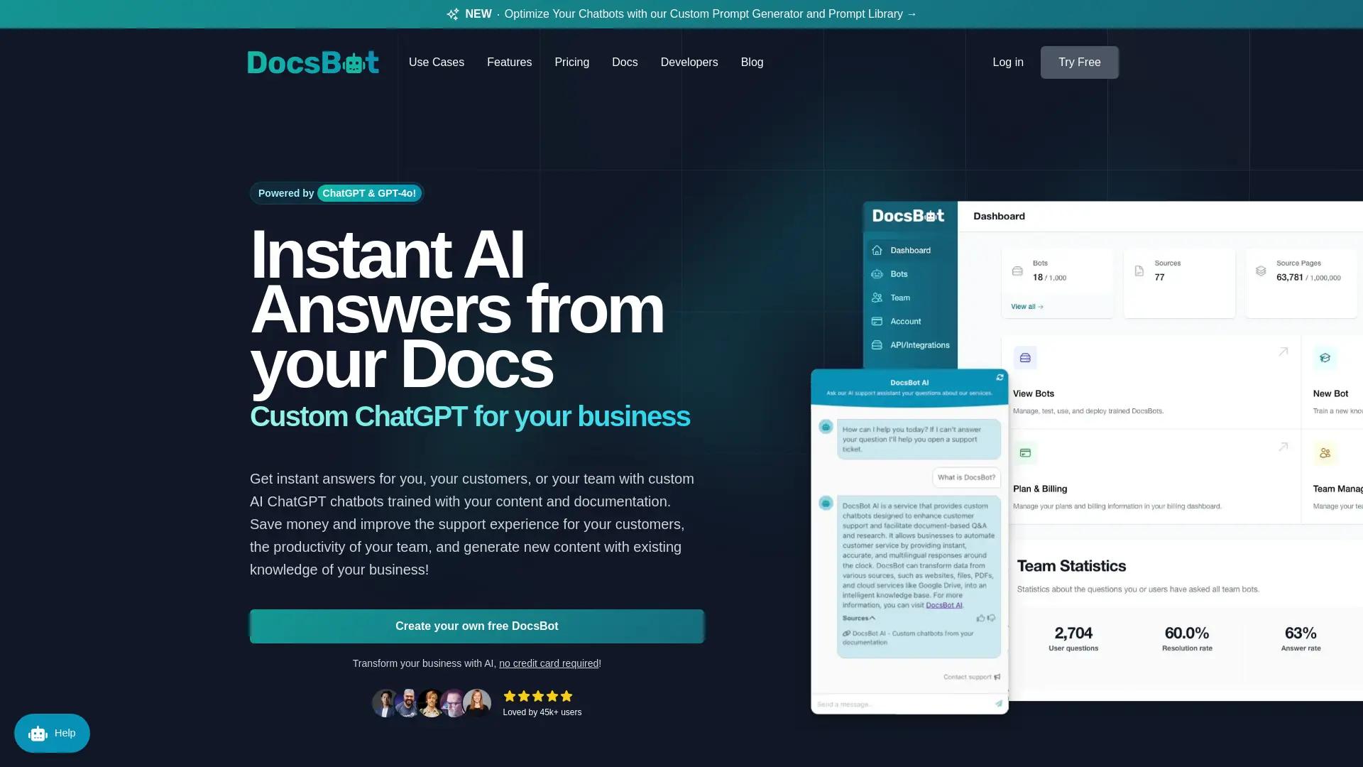 DocsBot AI screenshot