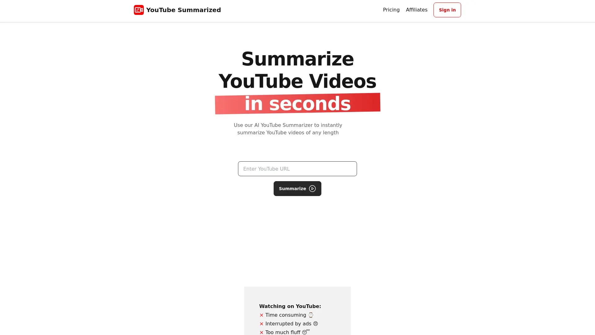 YouTube Summarized screenshot