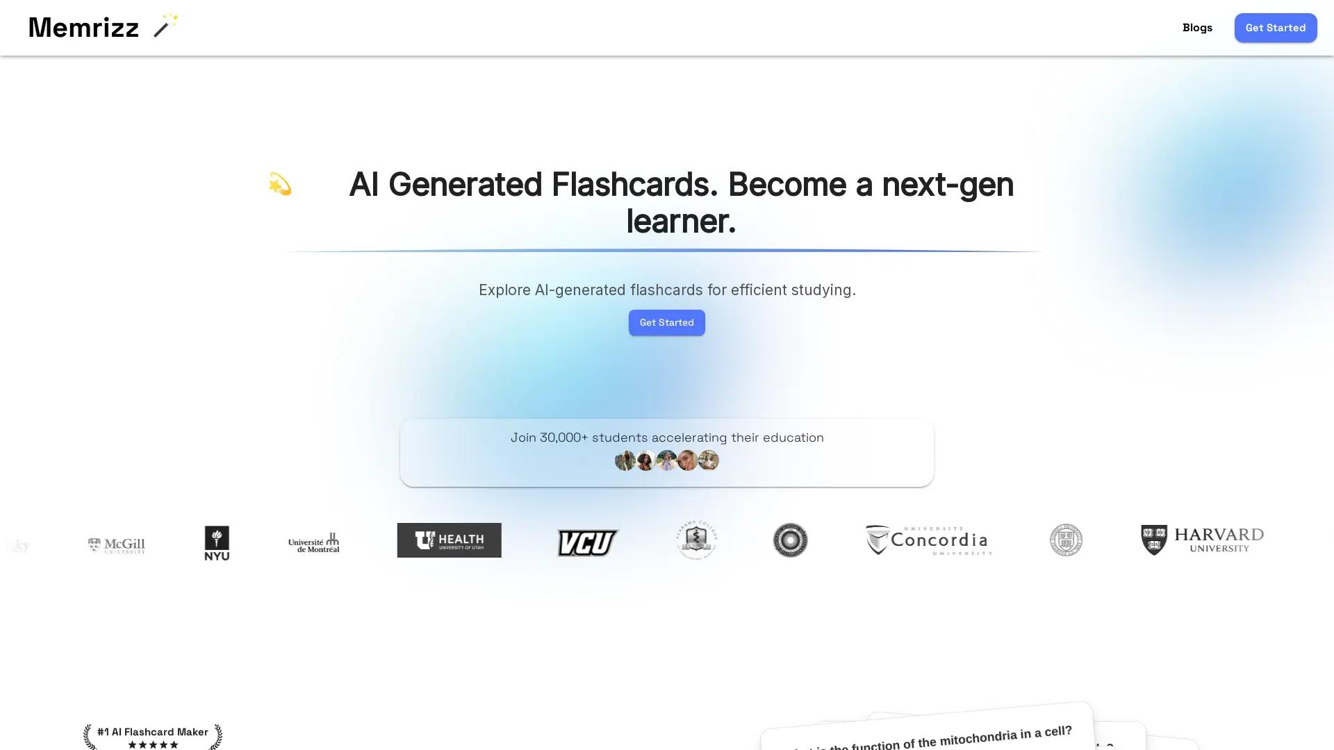 Memrizz AI Flashcard Generator screenshot