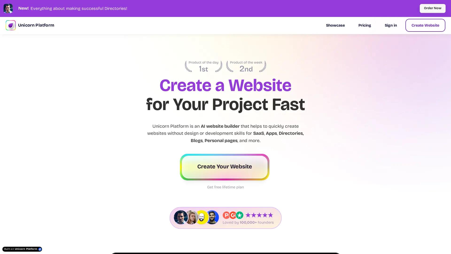 Unicorn Platform screenshot