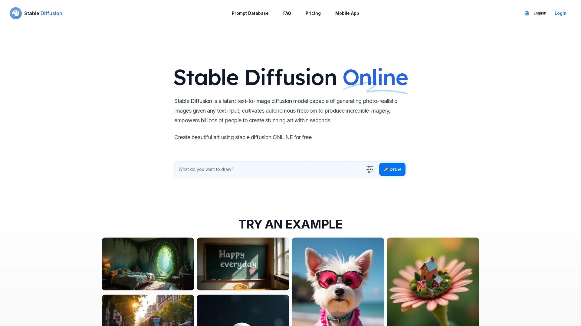 Stable Diffusion Online screenshot