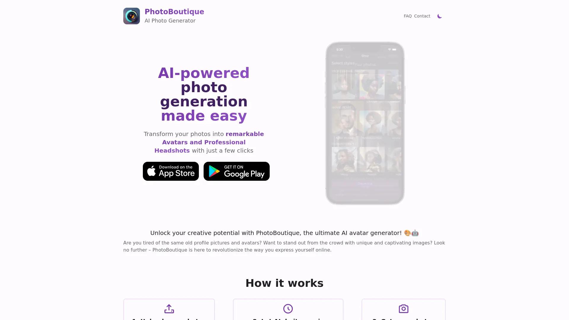 PhotoBoutique - AI Photo Generator screenshot