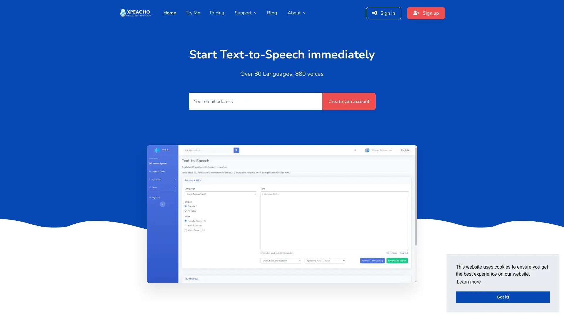 Xpeacho Best AI-Based Text To Speech screenshot
