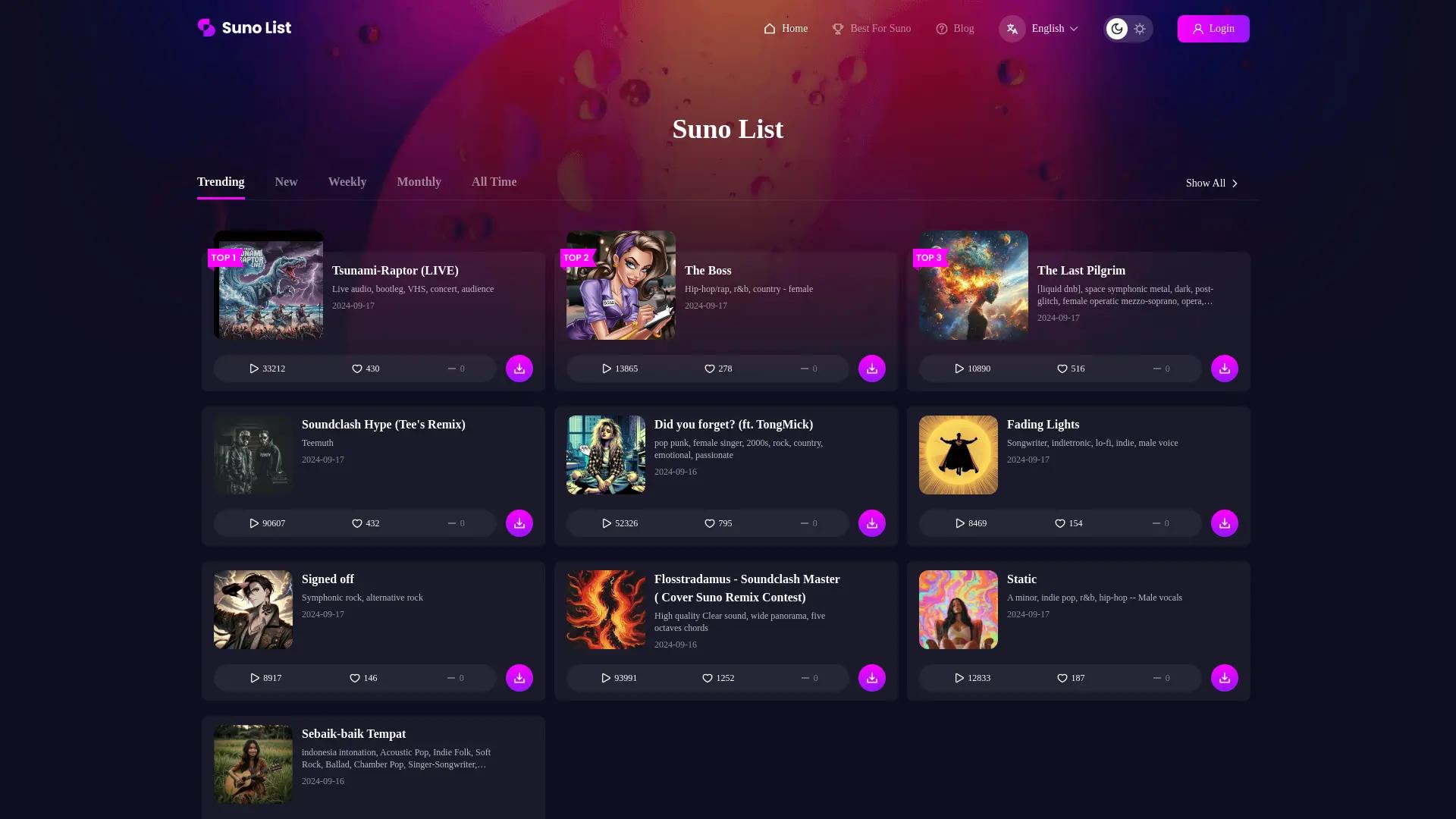 Suno-List screenshot