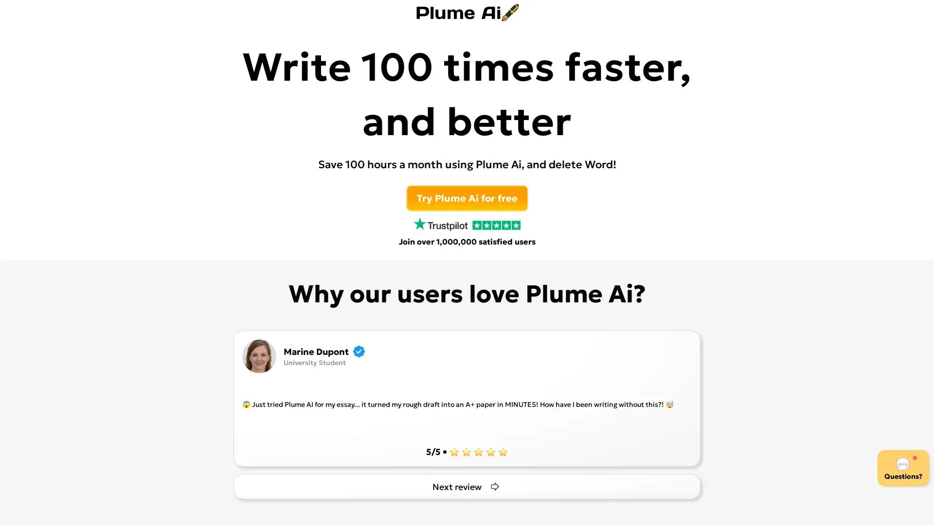 Plume AI screenshot
