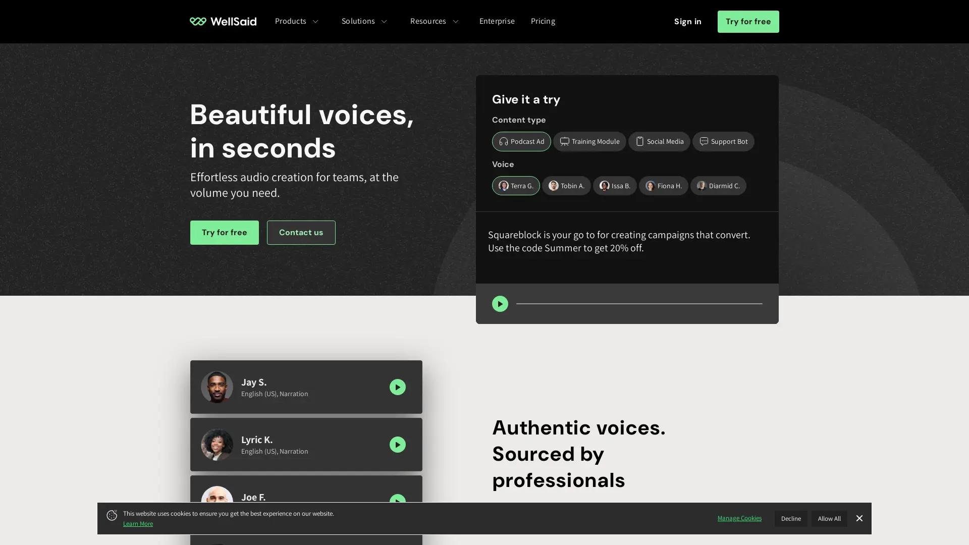 Wellsaidlabs screenshot