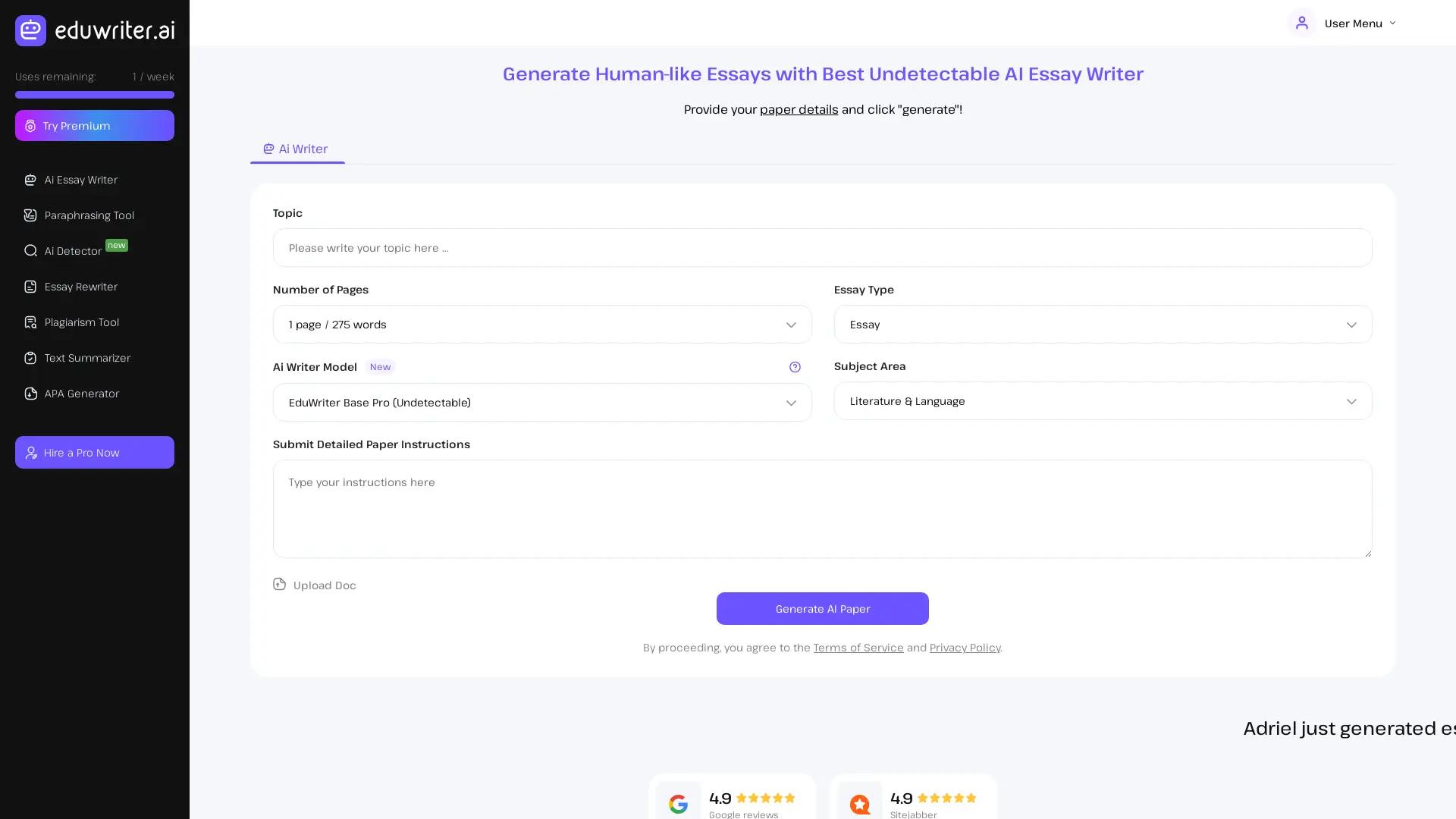 Eduwriter.AI screenshot