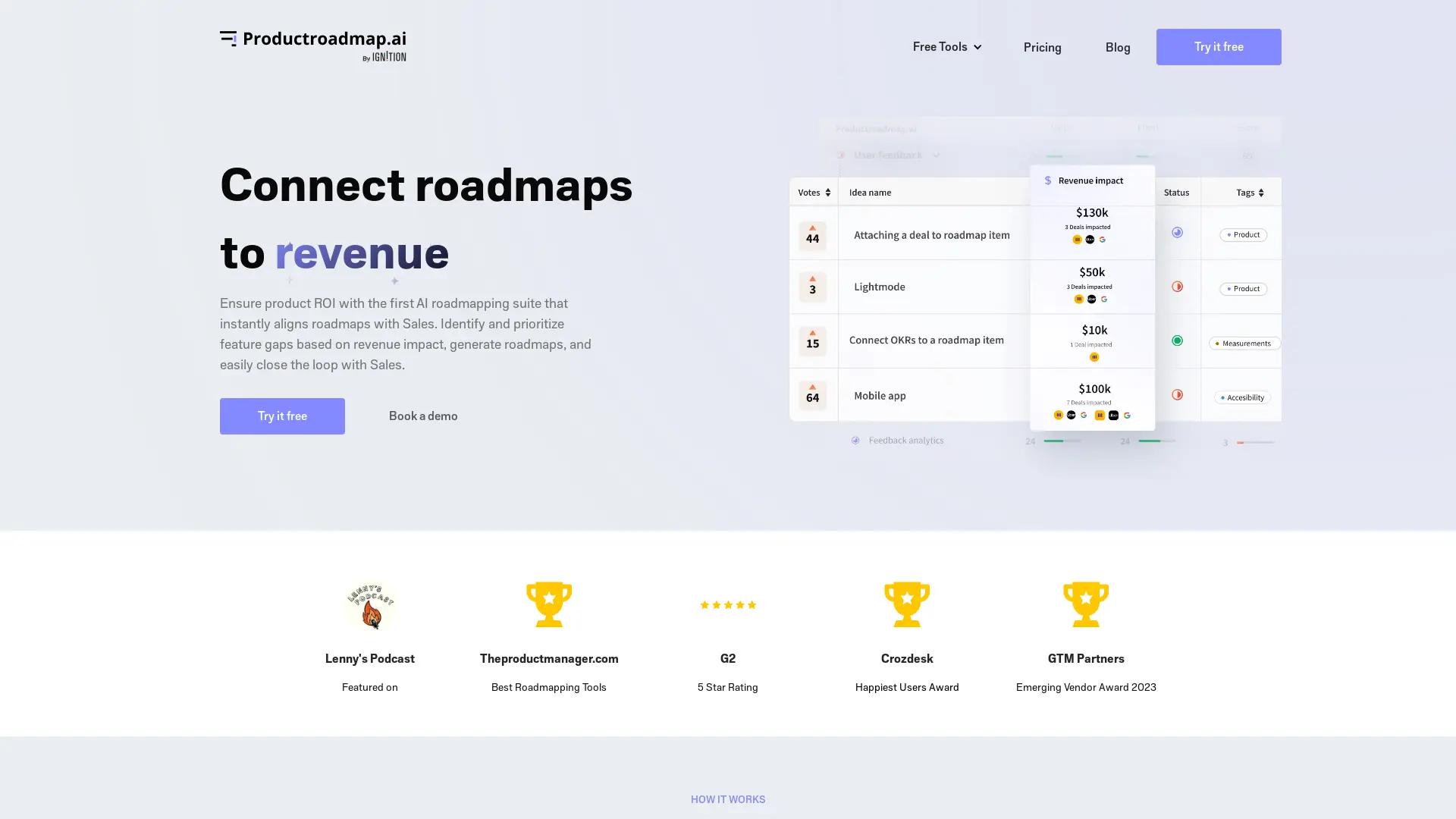 Productroadmap screenshot