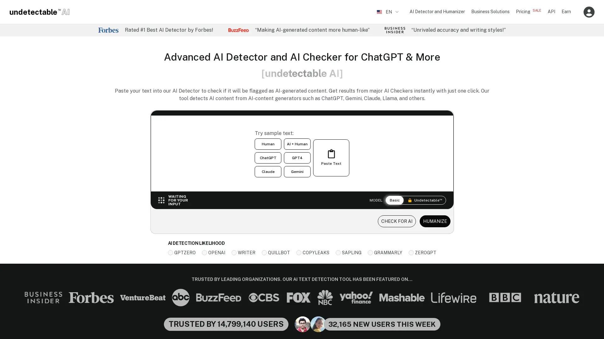 Undetectable AI screenshot