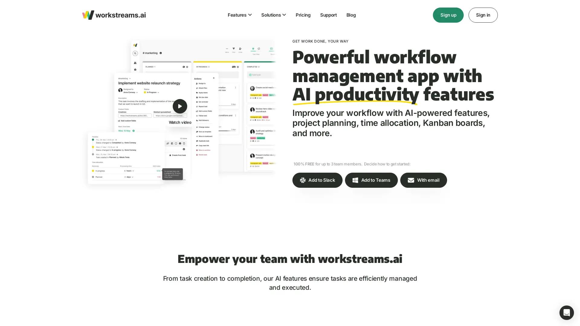 Workstreams.Ai screenshot