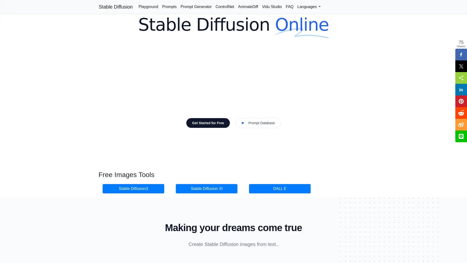 Stable Diffusion Online screenshot