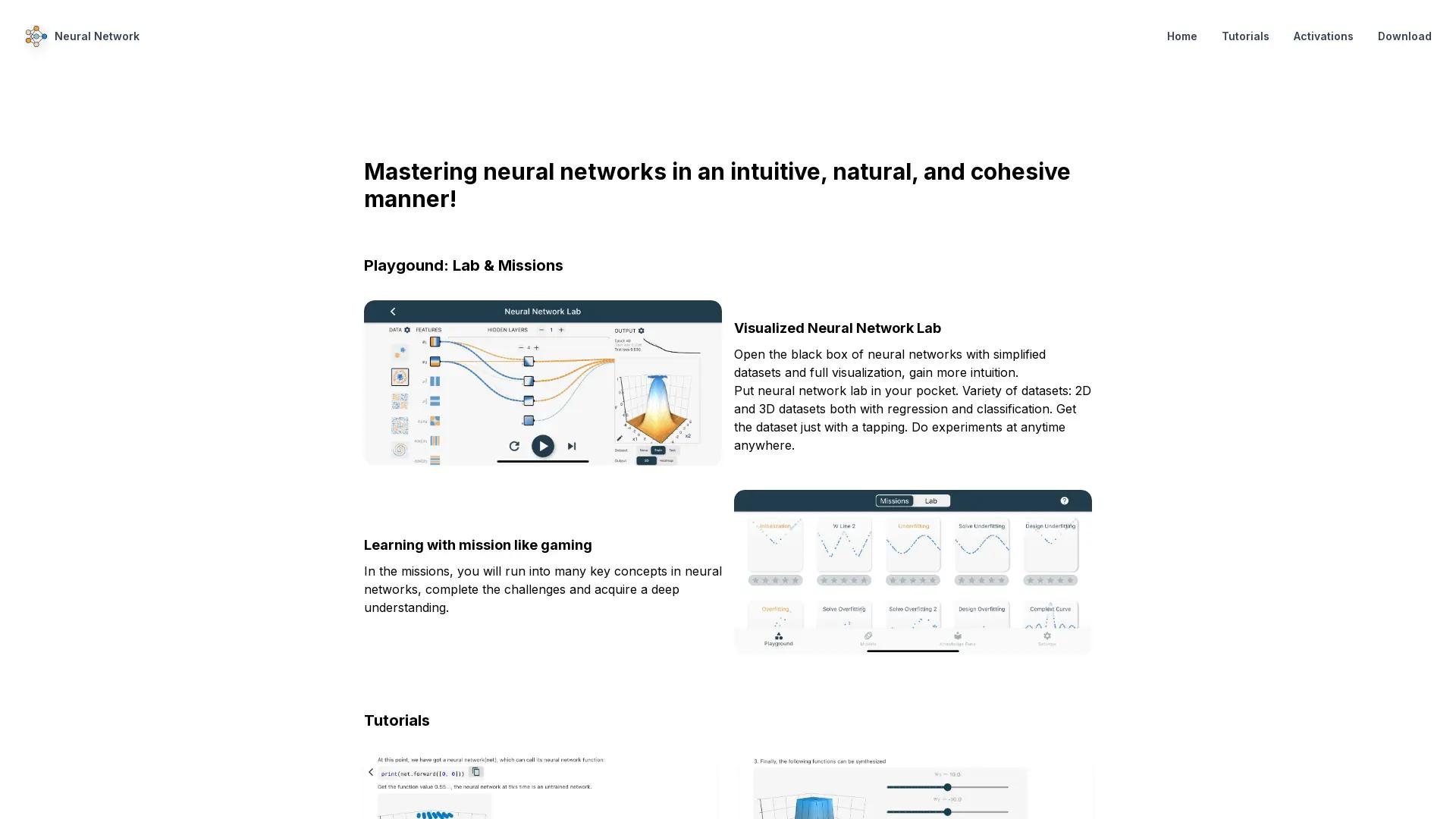 Neural Network Playground screenshot