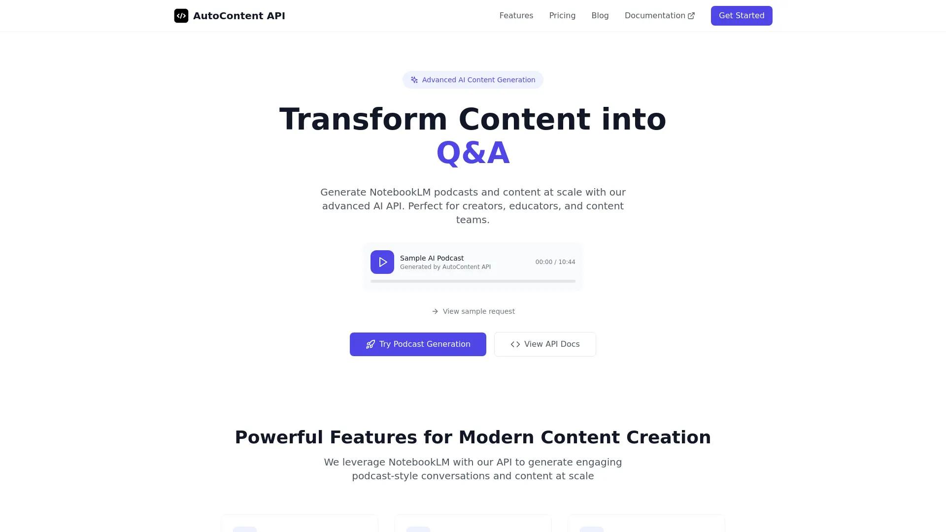 AutoContent API screenshot