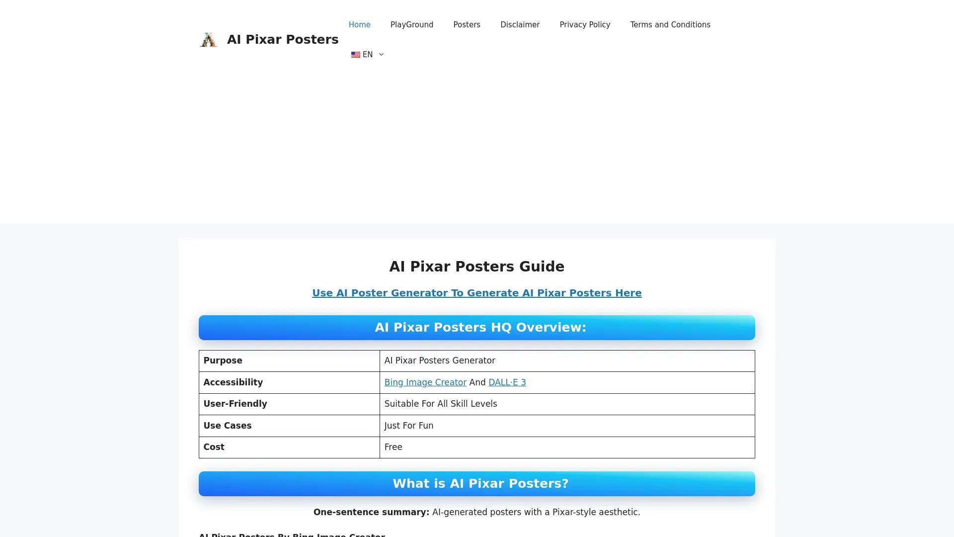 AI Pixar Posters screenshot