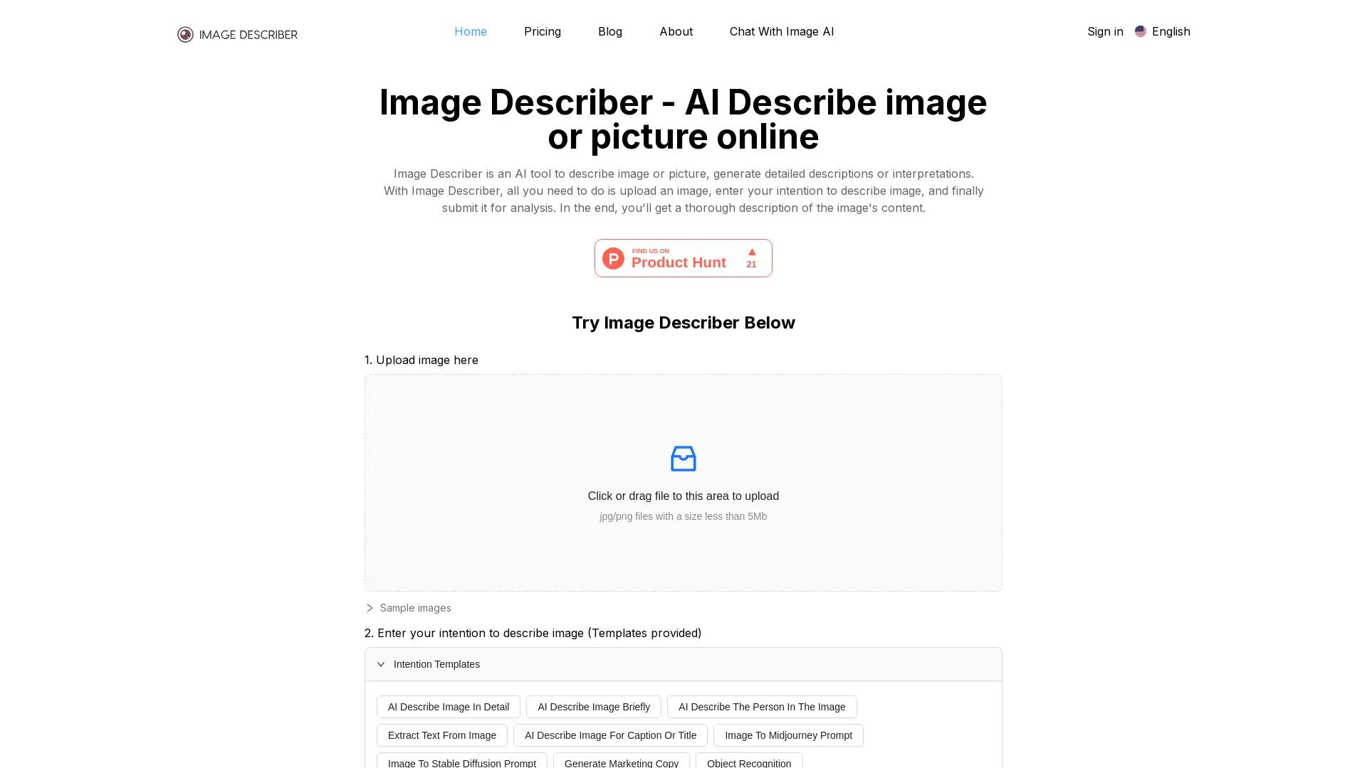 Image Describer screenshot