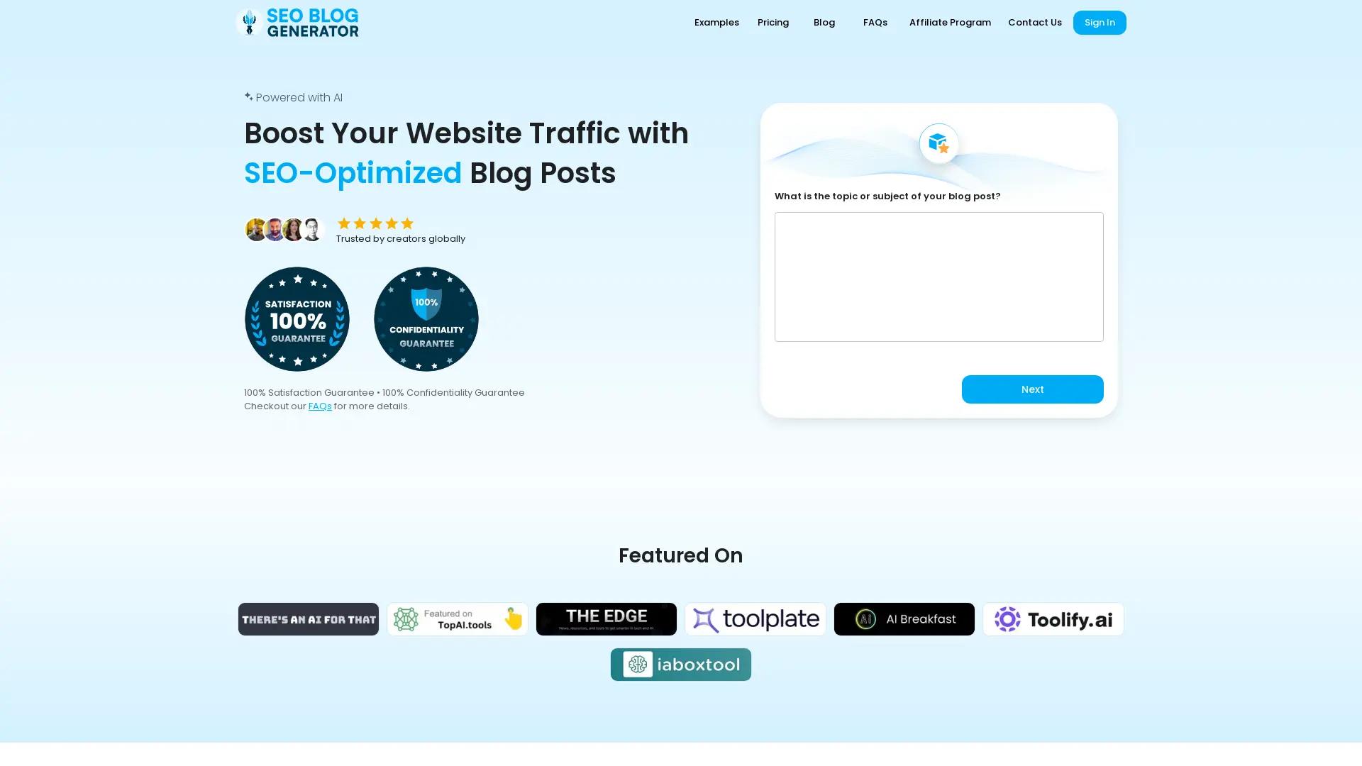 SEO Blog Generator screenshot