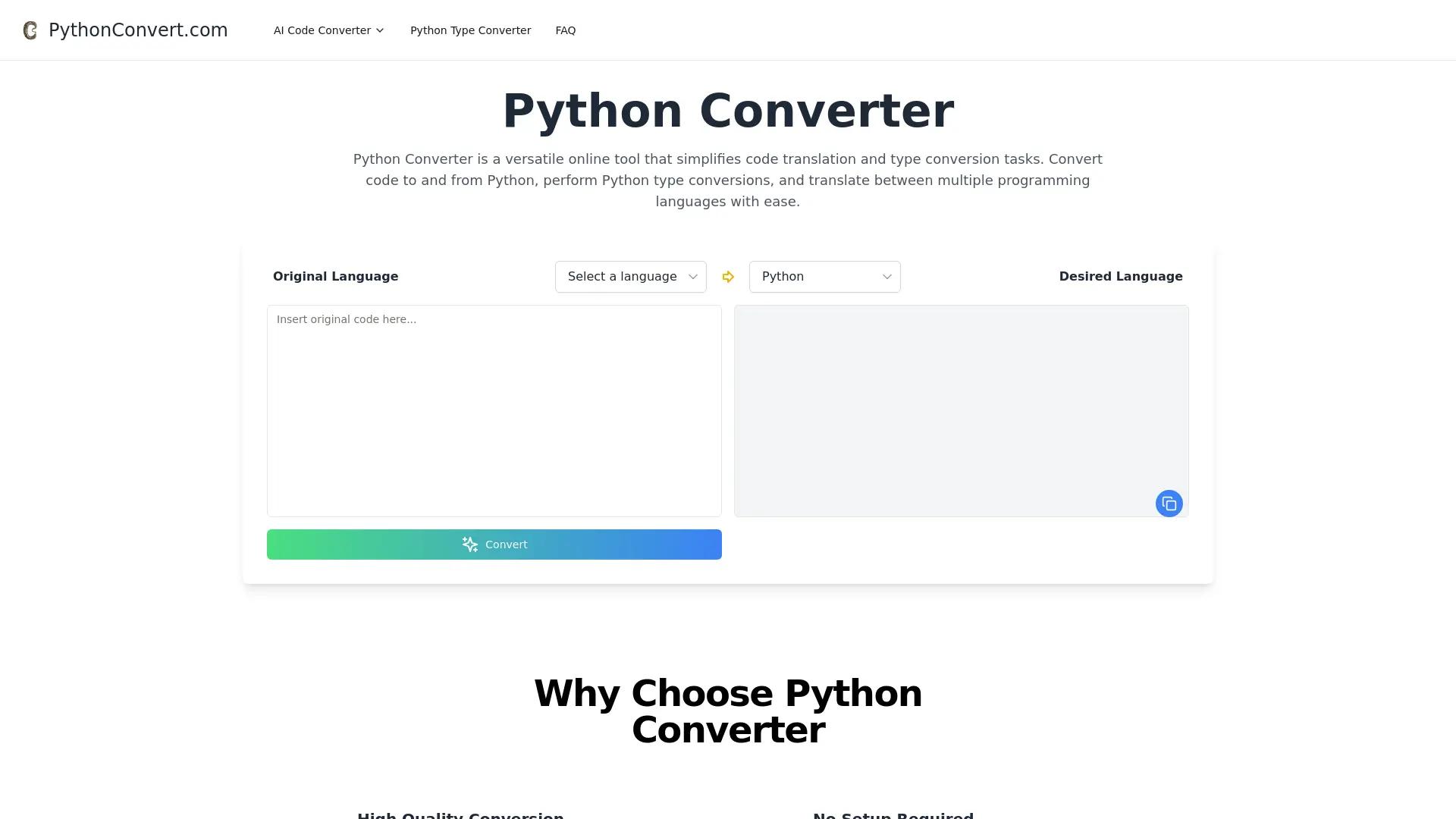PythonConvert.com screenshot