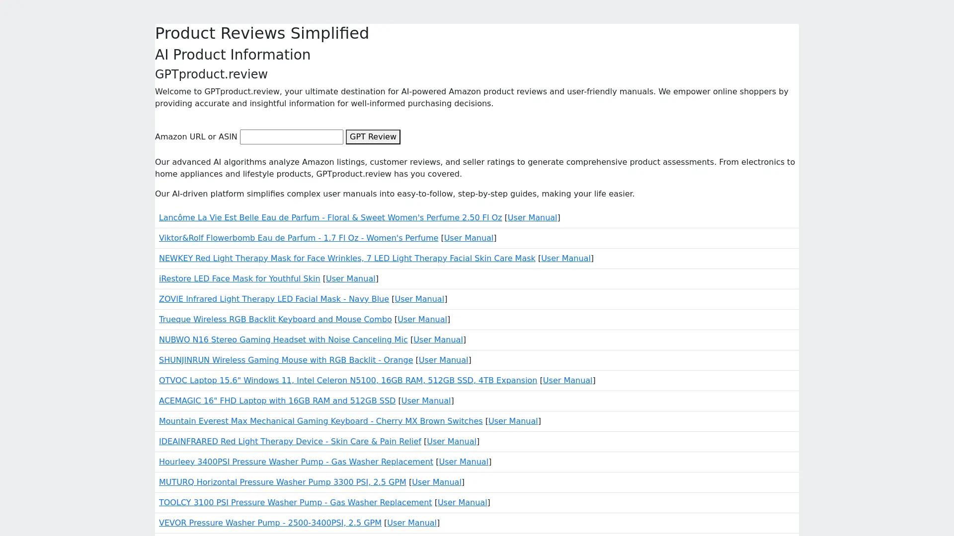 GPTproduct.review screenshot