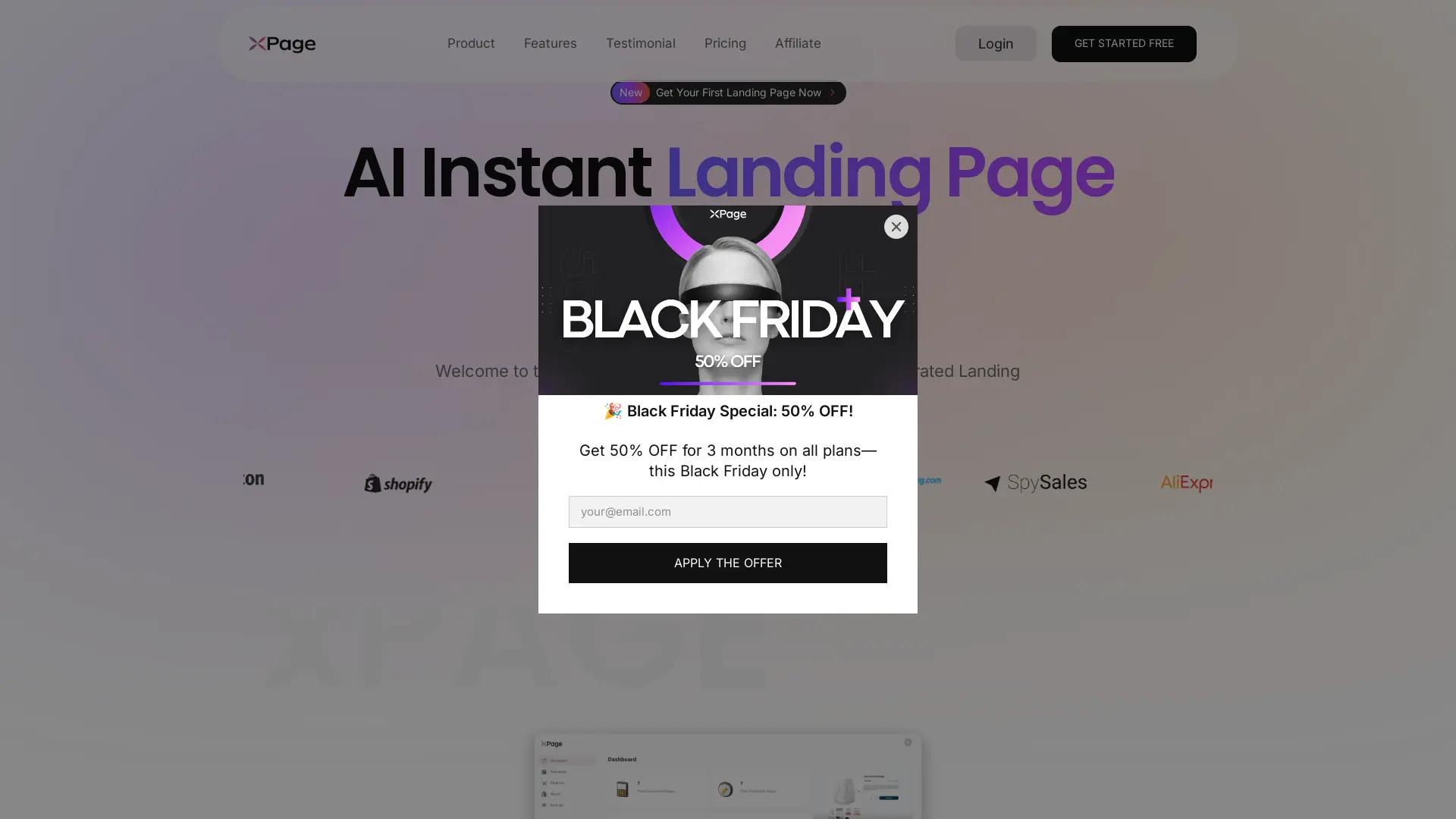 xPage - AI Ecommerce Landing Page Generator screenshot