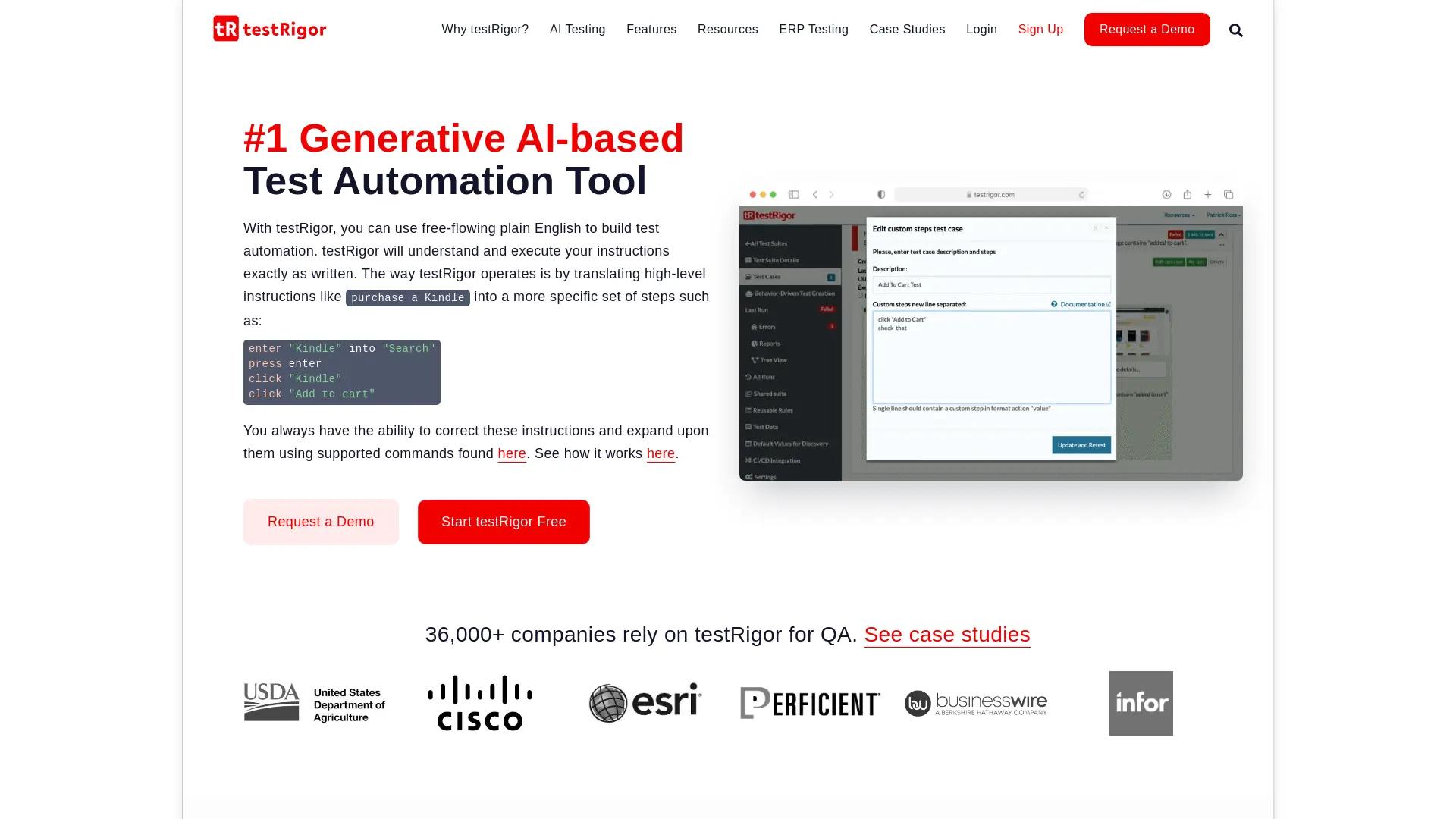 Testrigor screenshot