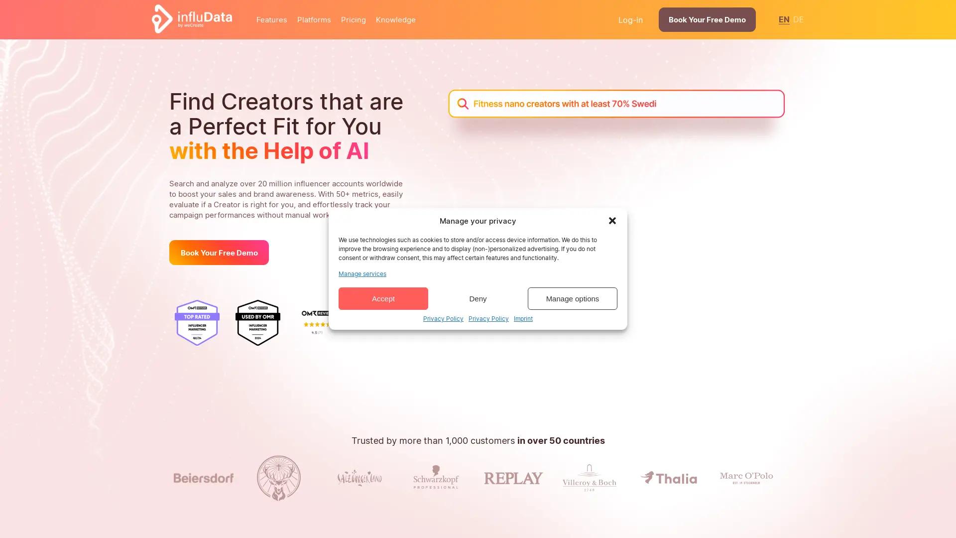 Influencer-Suchtool | Infludata screenshot