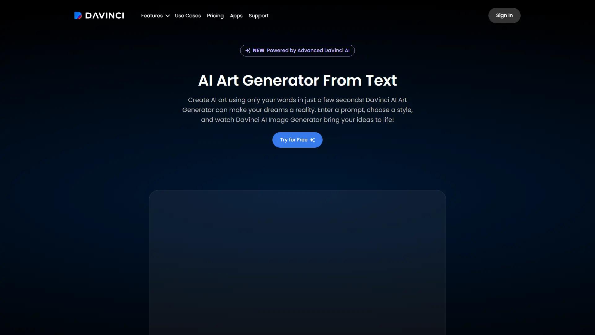 DaVinci AI Art Generator screenshot