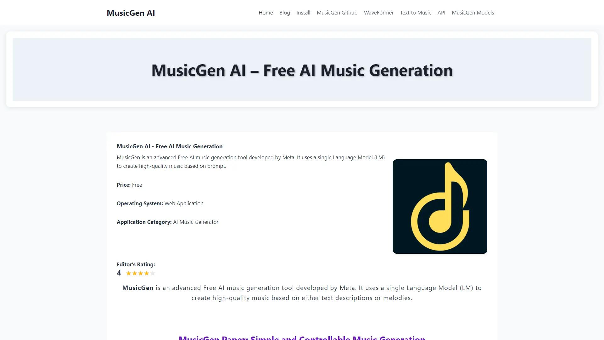 MusicGen AI screenshot