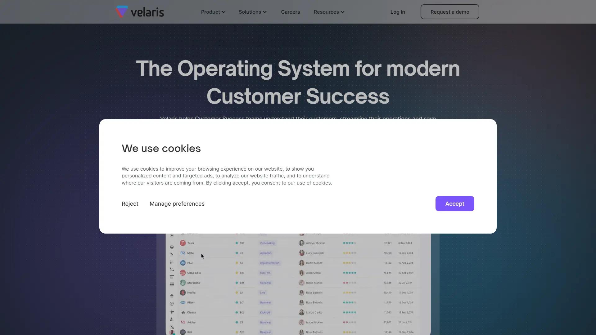 Velaris Customer Success Platform screenshot